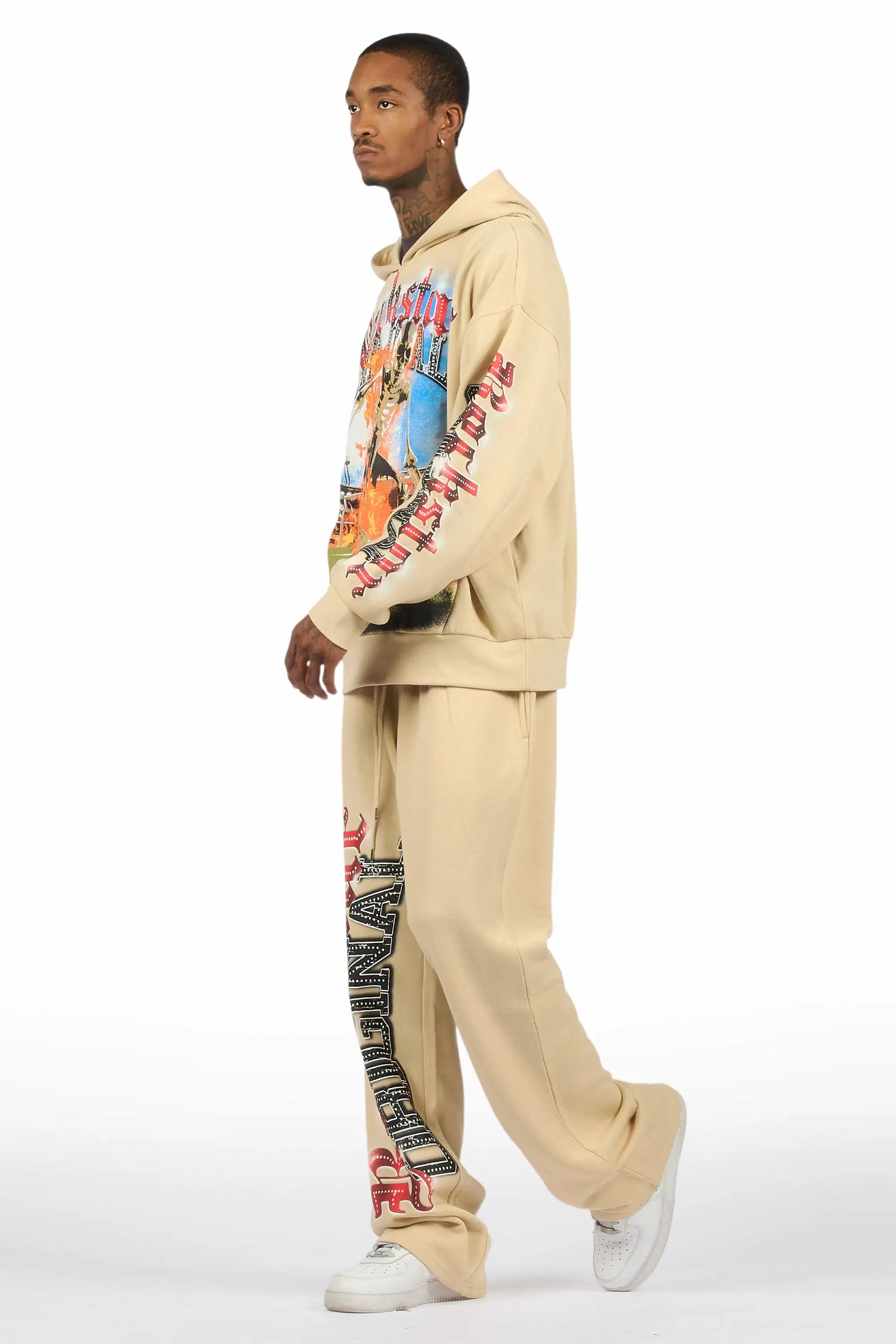 Graive Beige Hoodie/Baggy Pant Track Set