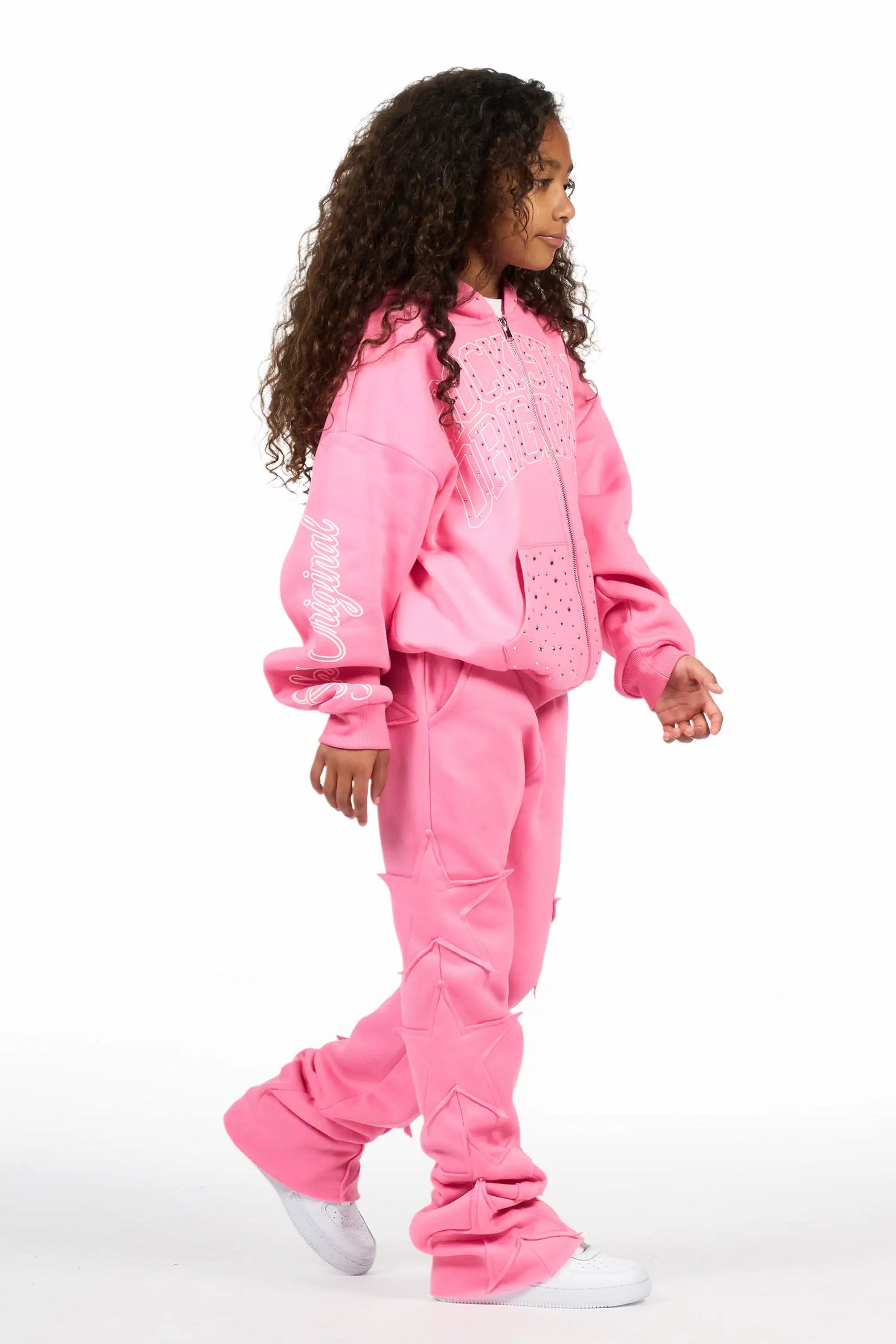 Girls Sinayah Pink Stacked Track Pant