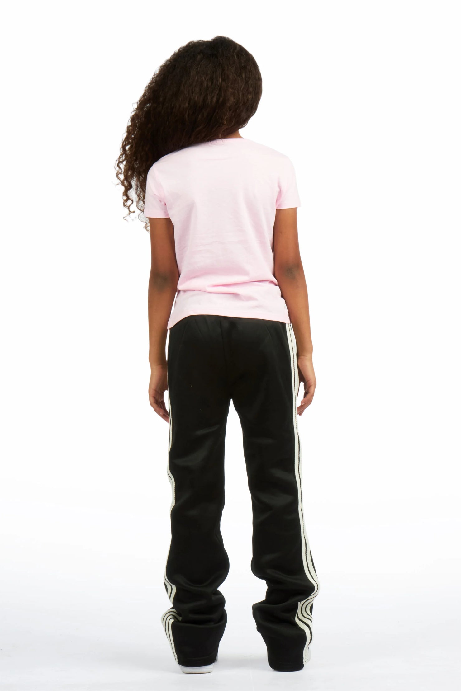 Girls Briana Black Stacked Flare Pant