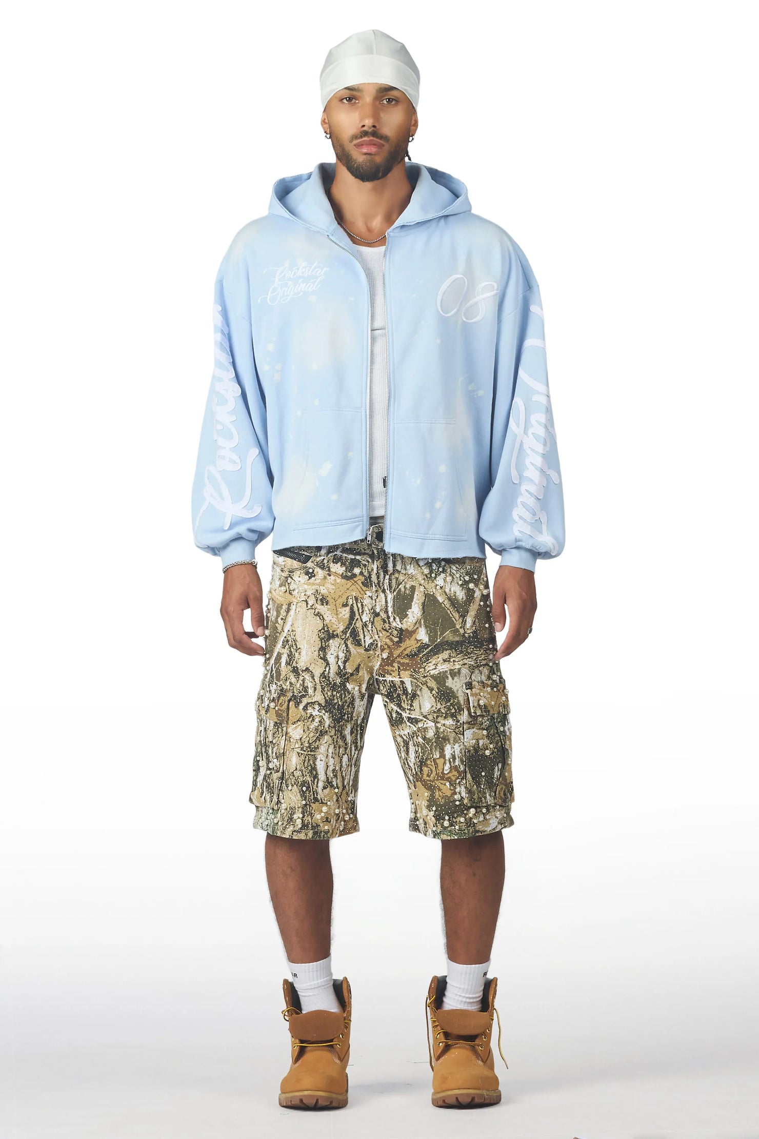 Sevyn Tree Camo Rhinestone Denim Short