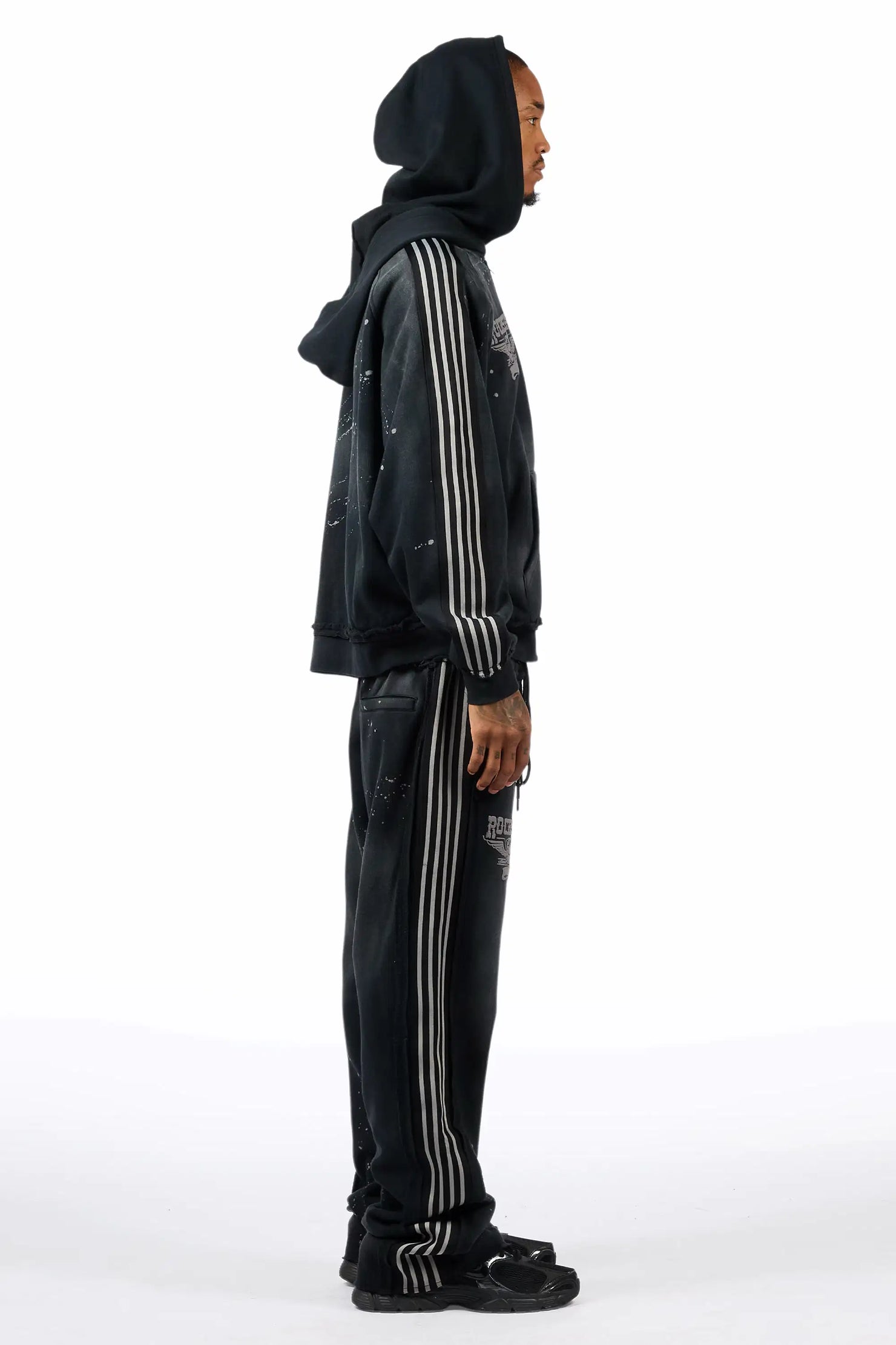 Manier Vintage Black Hoodie/Straight Pant Track Set
