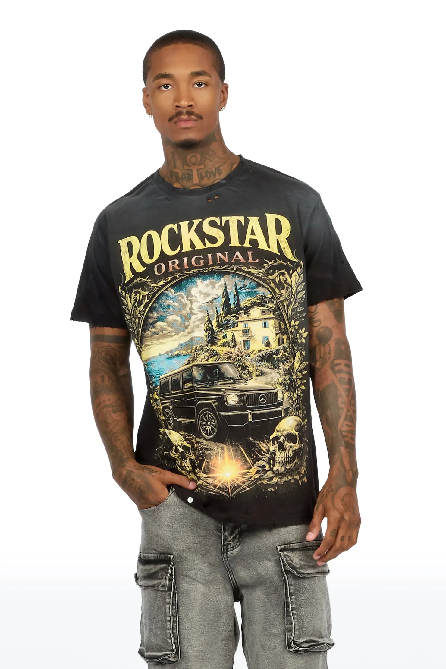 Stovall Black Oversized Graphic T-Shirt