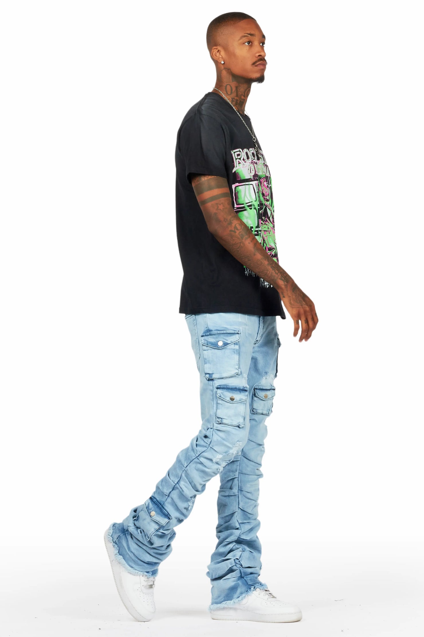 Gentry Blue Stacked Flare Jean