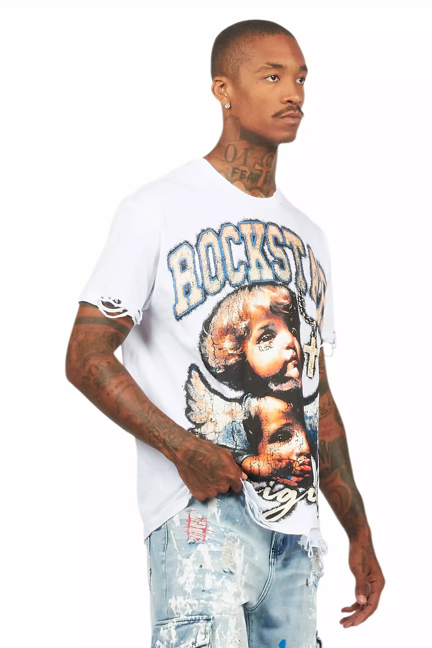 Deiter White Oversized Graphic T-Shirt