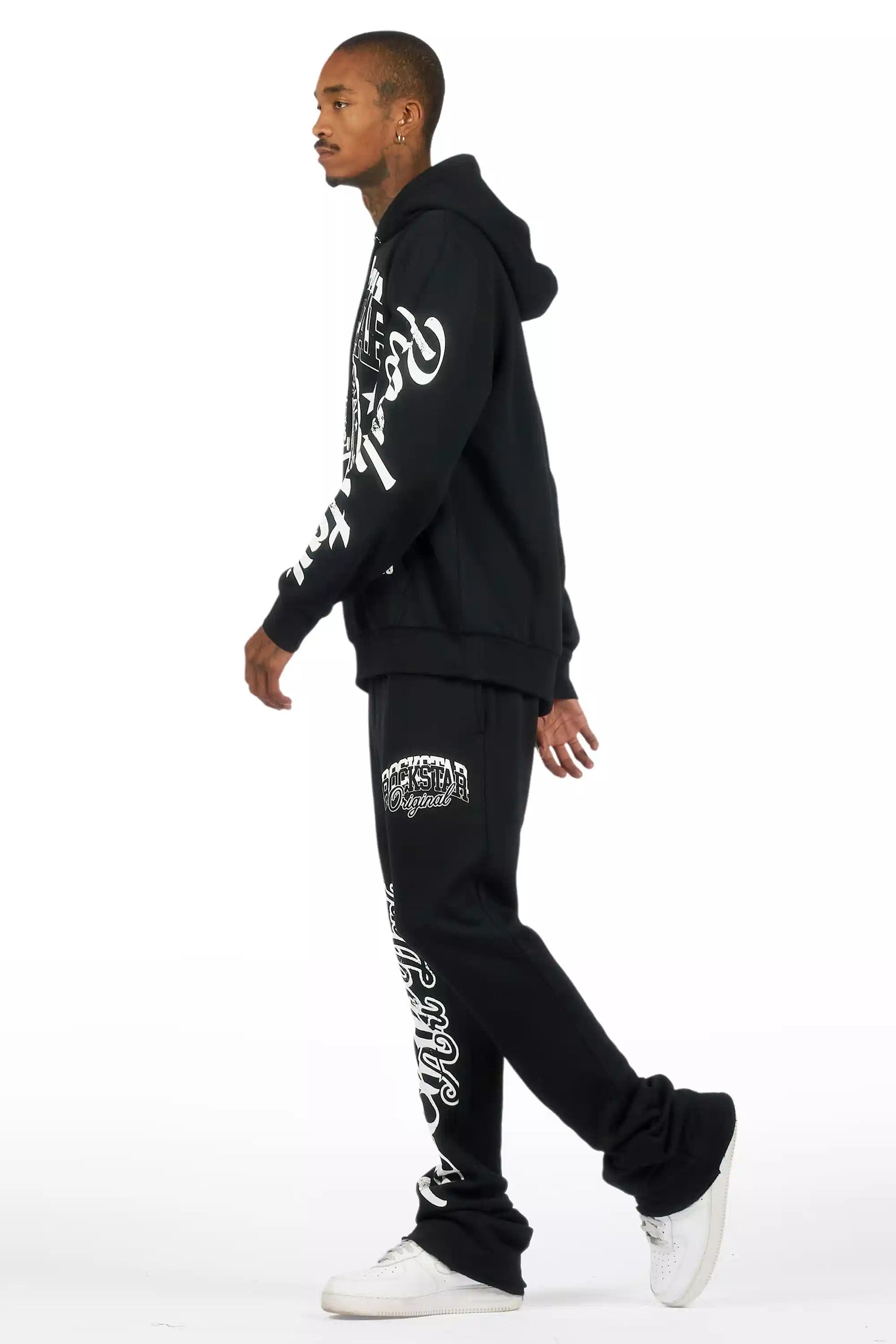 Blazon Black Hoodie/Stacked Pant Track Set