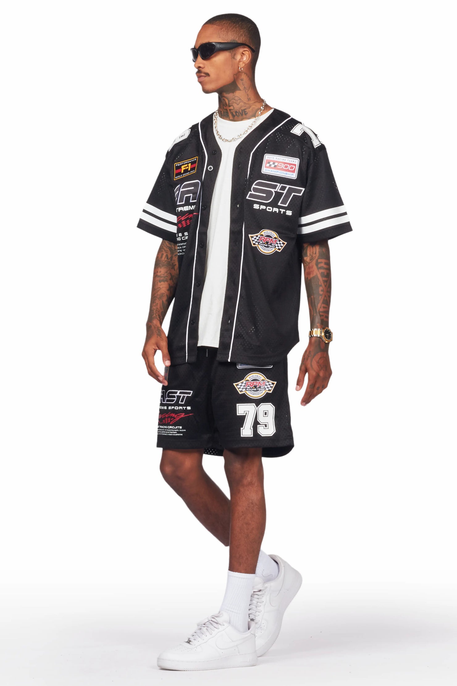 Takato Black Mesh Jersey Short Set