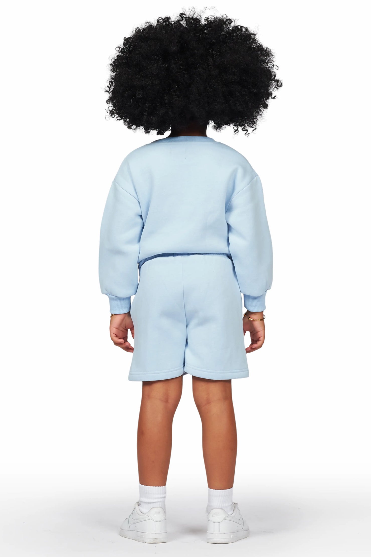 Girls Dally Light Blue Crop Top Short Set