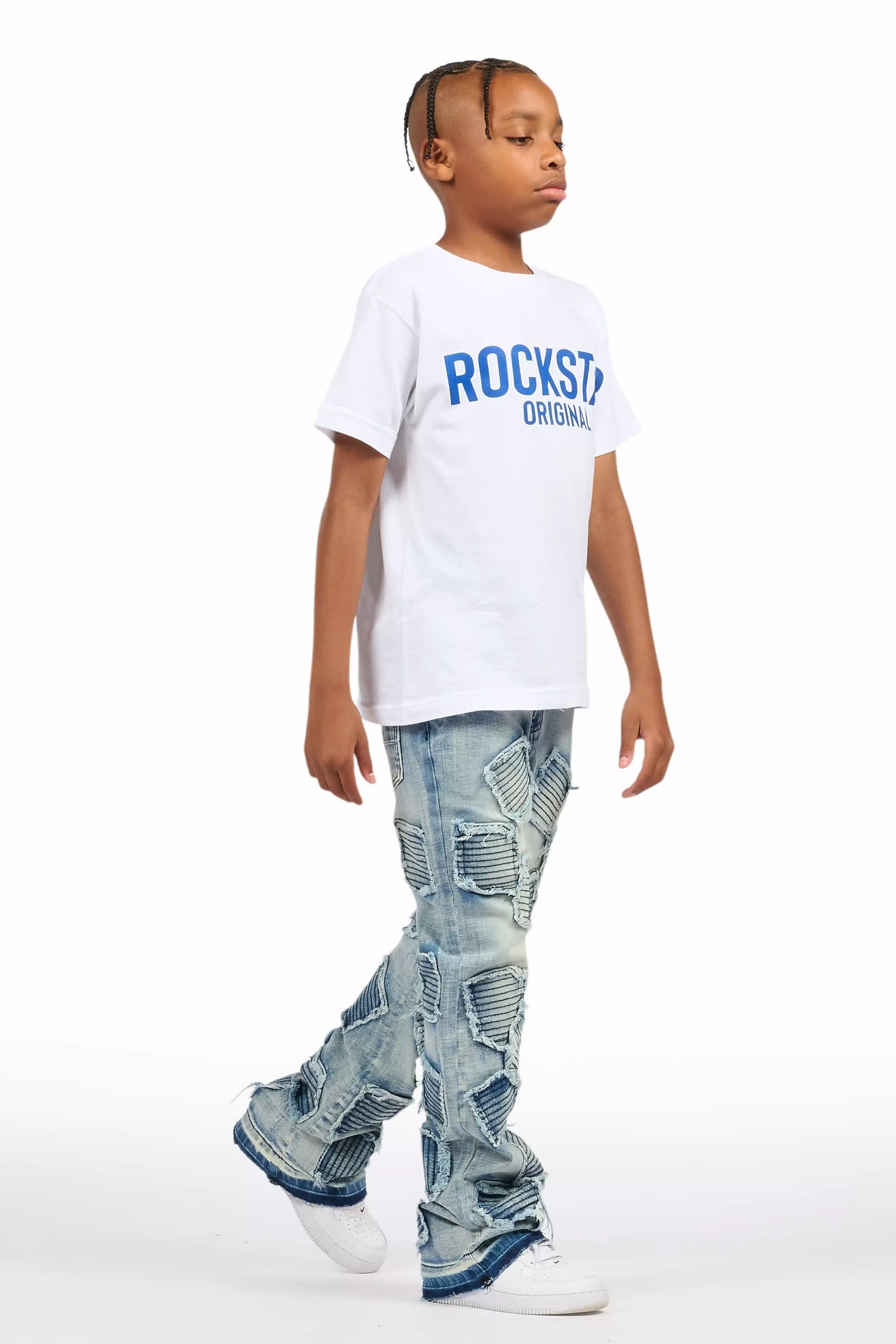 Boys Gawel Blue Stacked Flare Jean