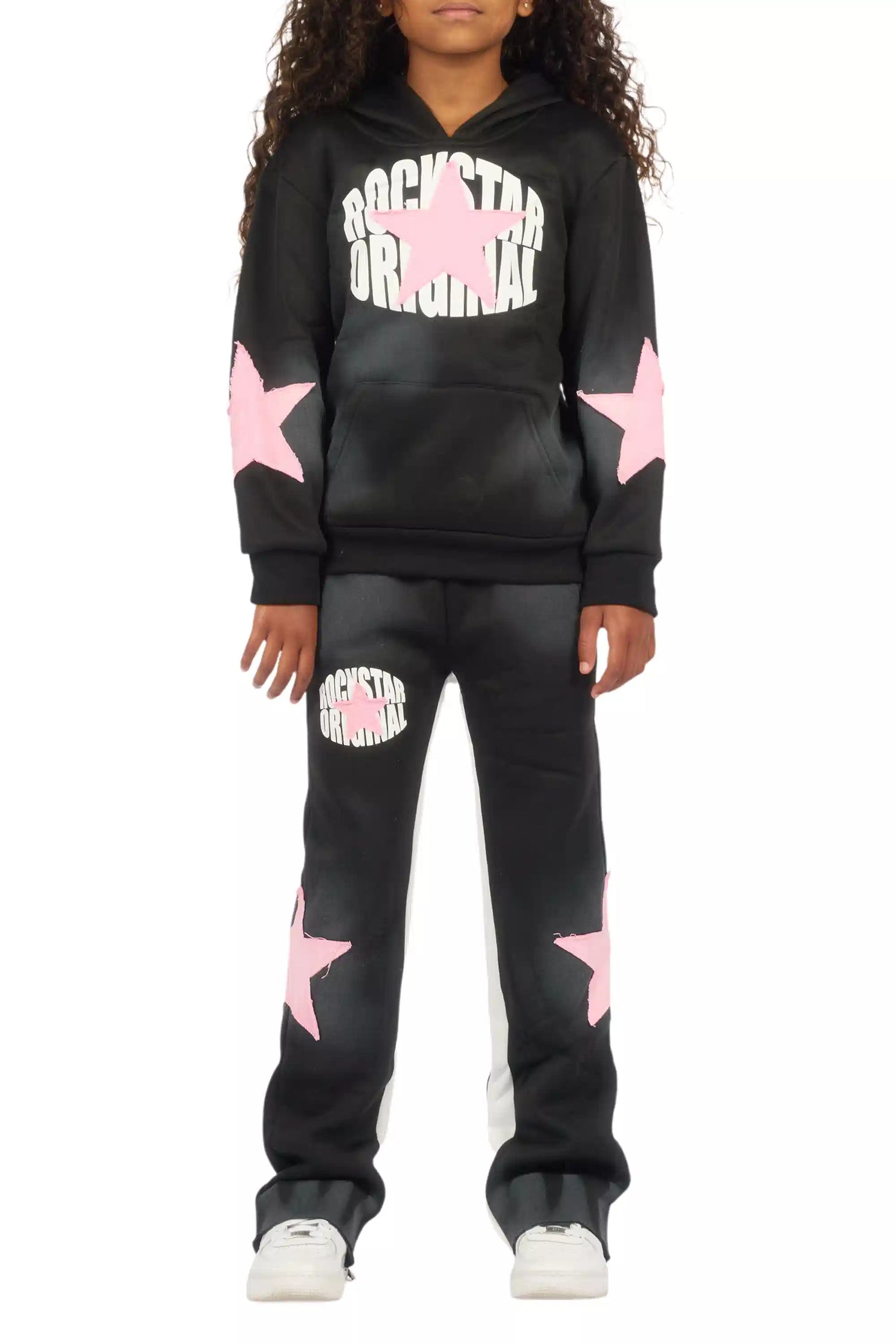 Girls Khaly Black/Pink Track Set