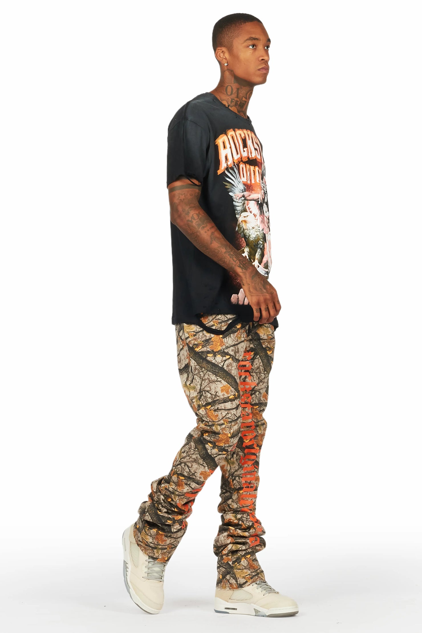 Callie Tree Camo Super Stacked Flare Pants