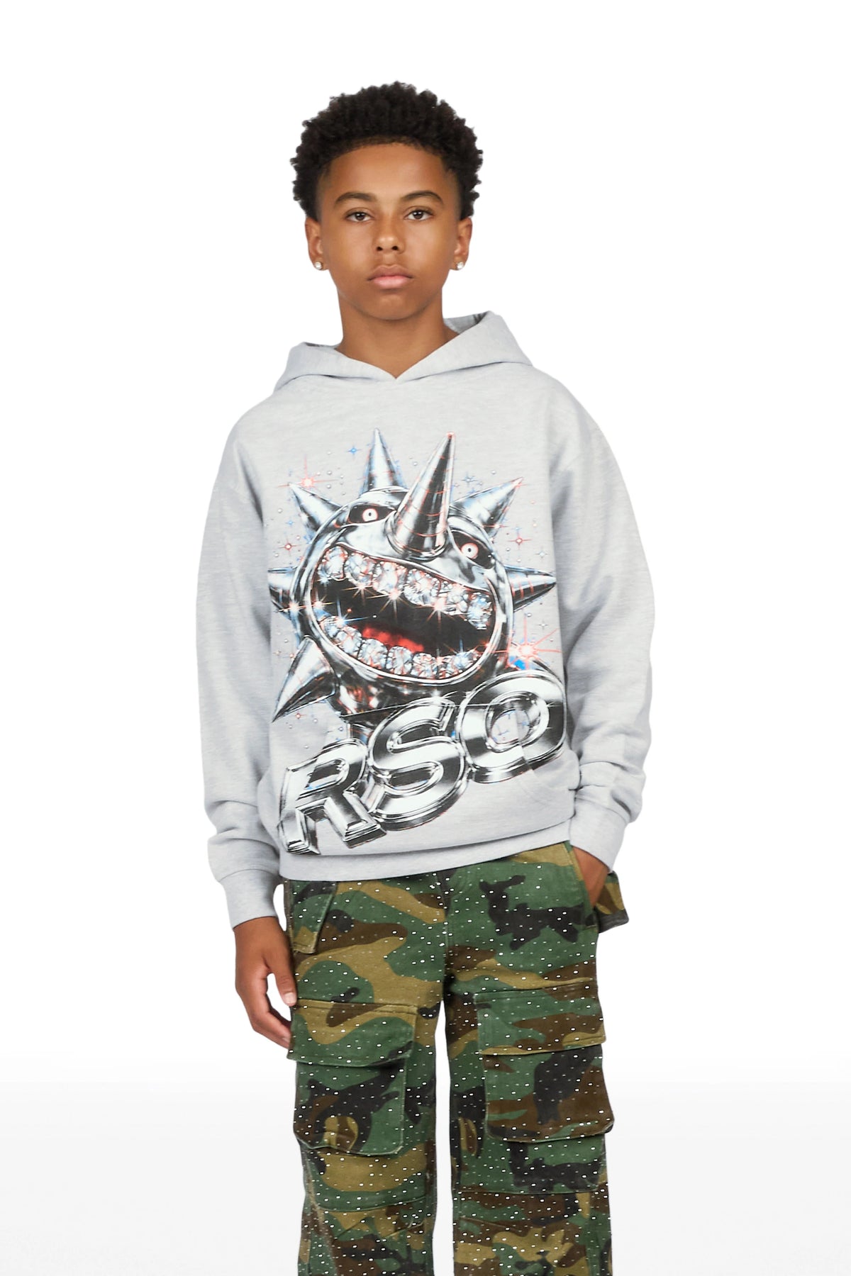 Boys Hagger Heather Grey Graphic Hoodie