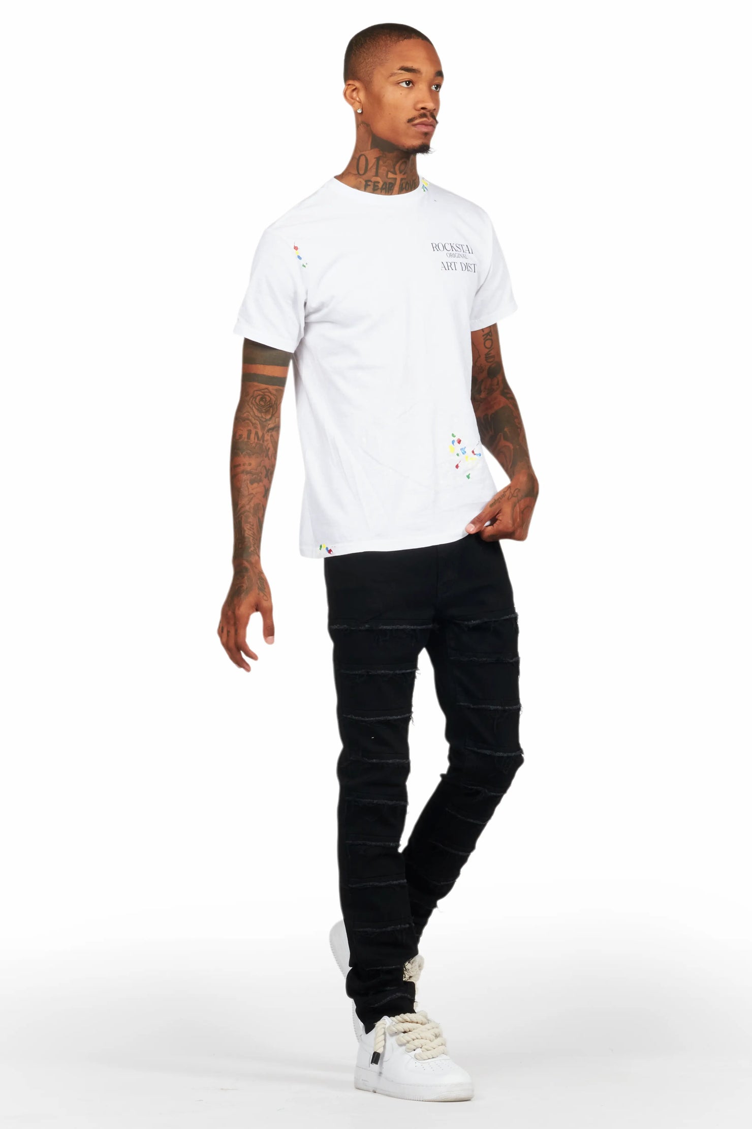 Waylon Jet Black  Frayed Slim Fit Jean