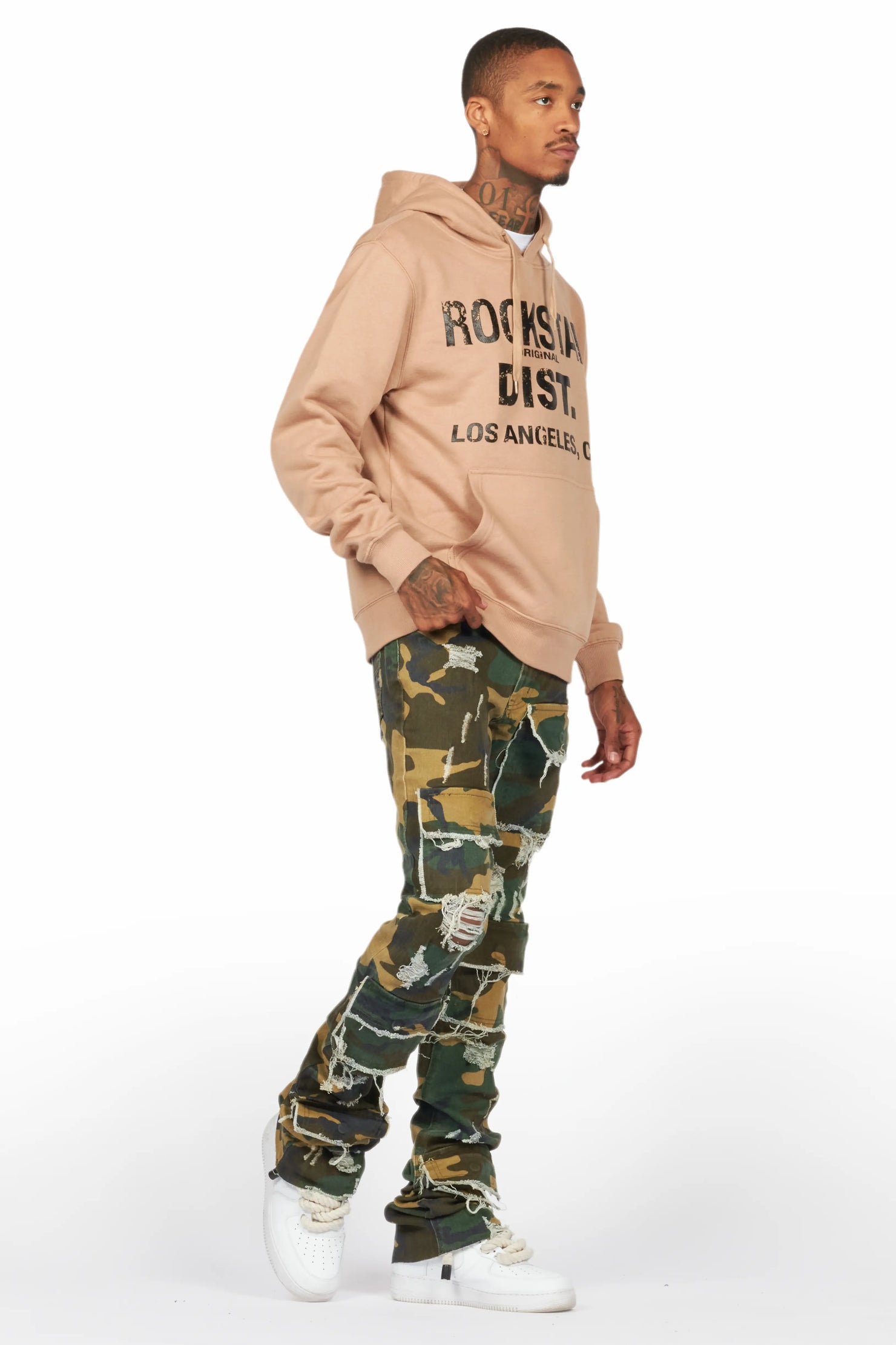 Lake Khaki Hoodie & Petrus Stacked Flare Jean Bundle