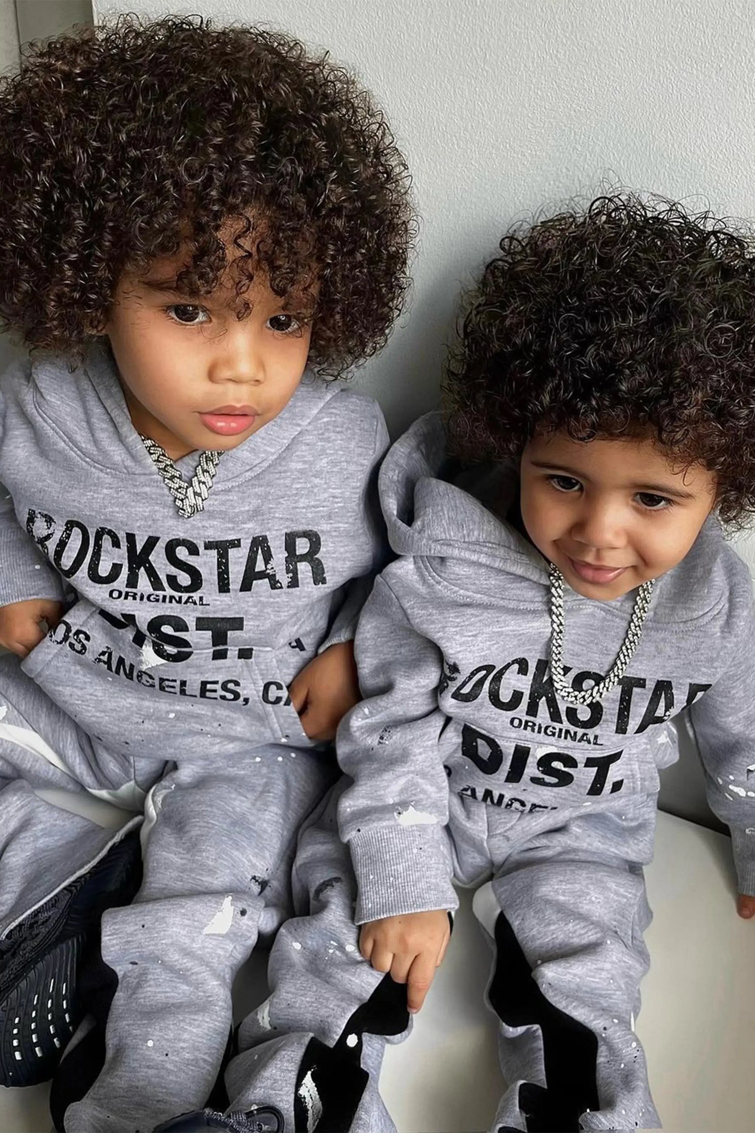 Boys Scottie Grey/Black Hoodie Super Stacked Flare Track Set