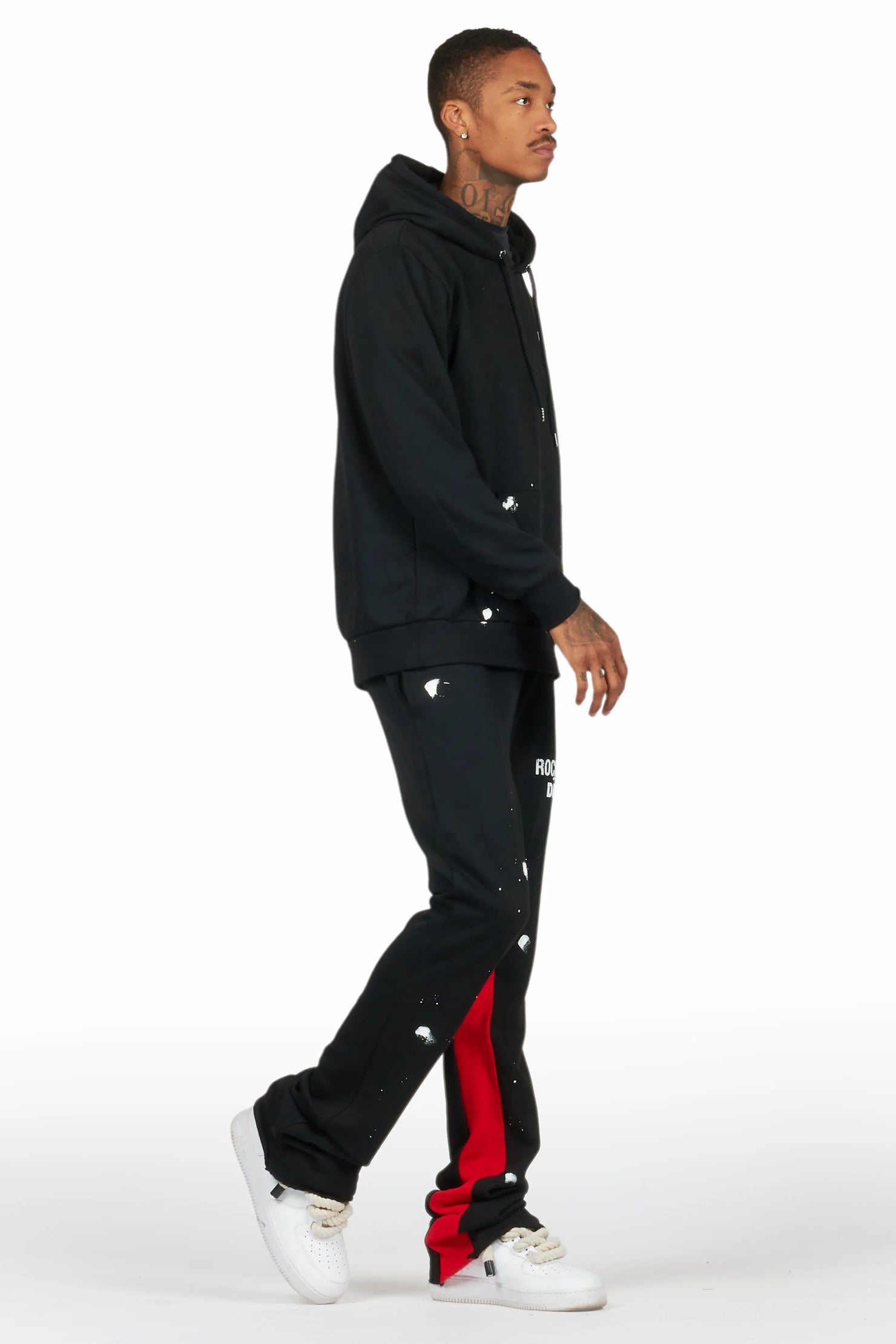 Raffer Black/Red Hoodie Baggy Fit Pant Track Set
