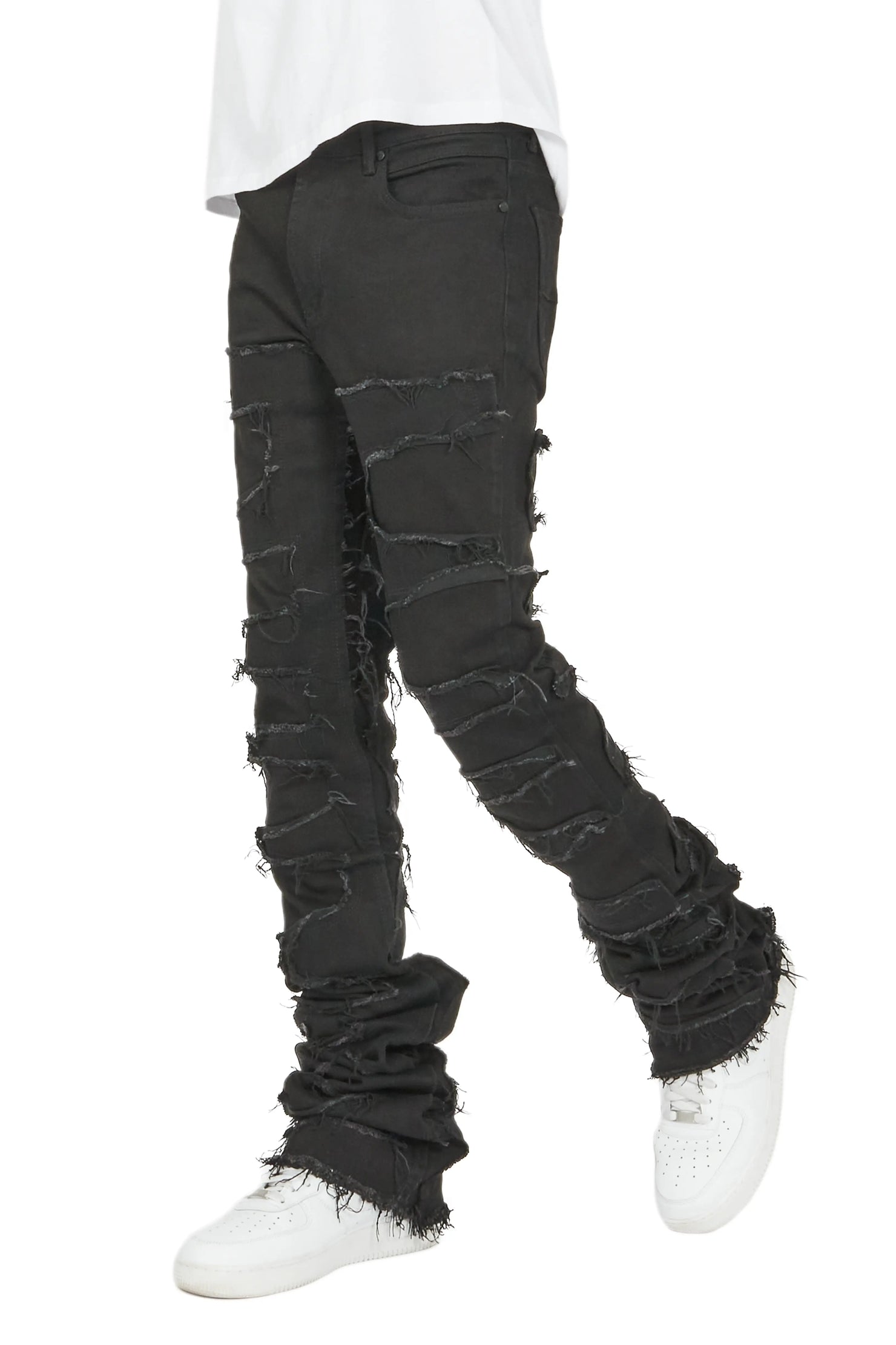 Hallie Black Super Stacked Flare Jean