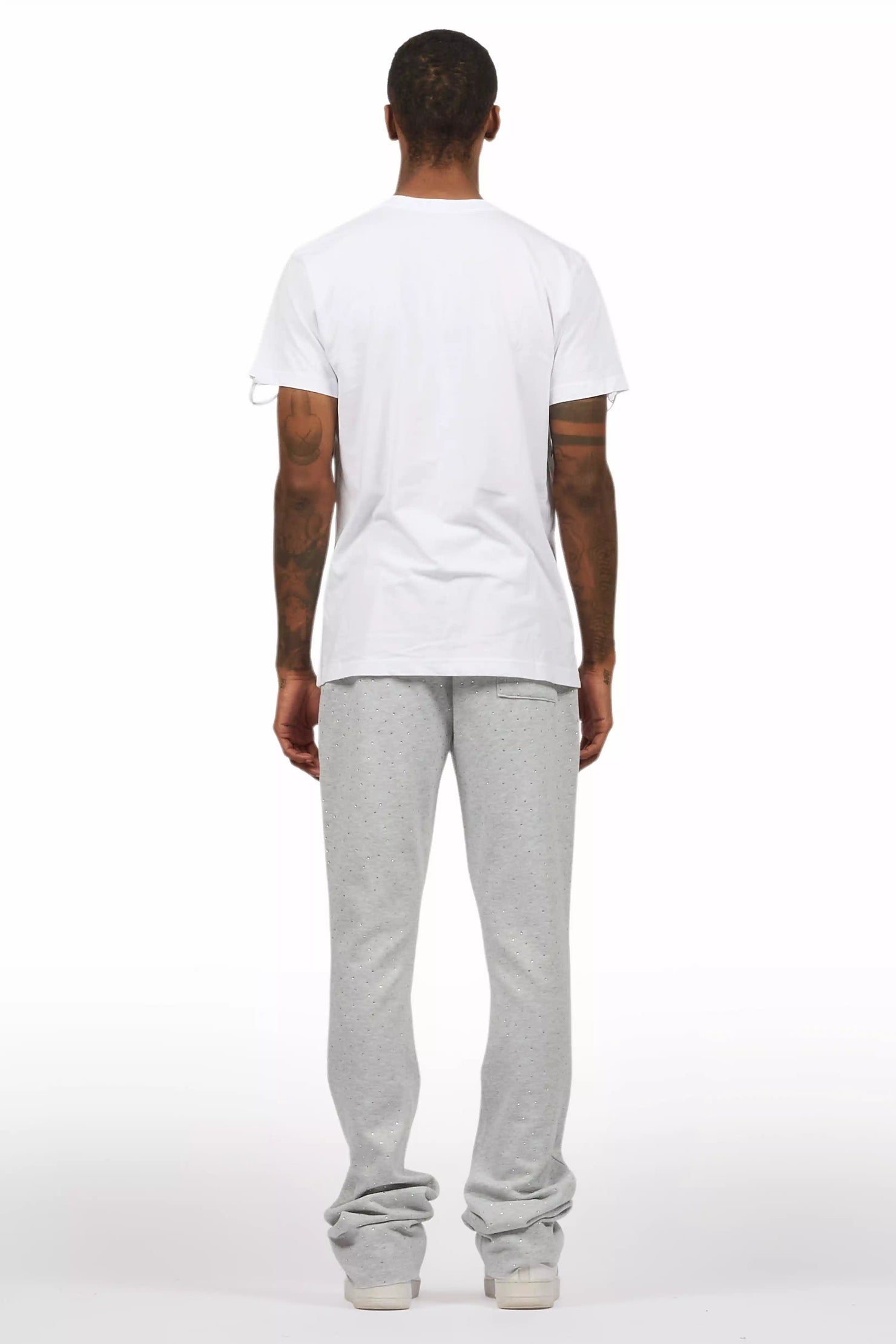 Alpine Rhinestone Heather Grey Stacked Flare Pant