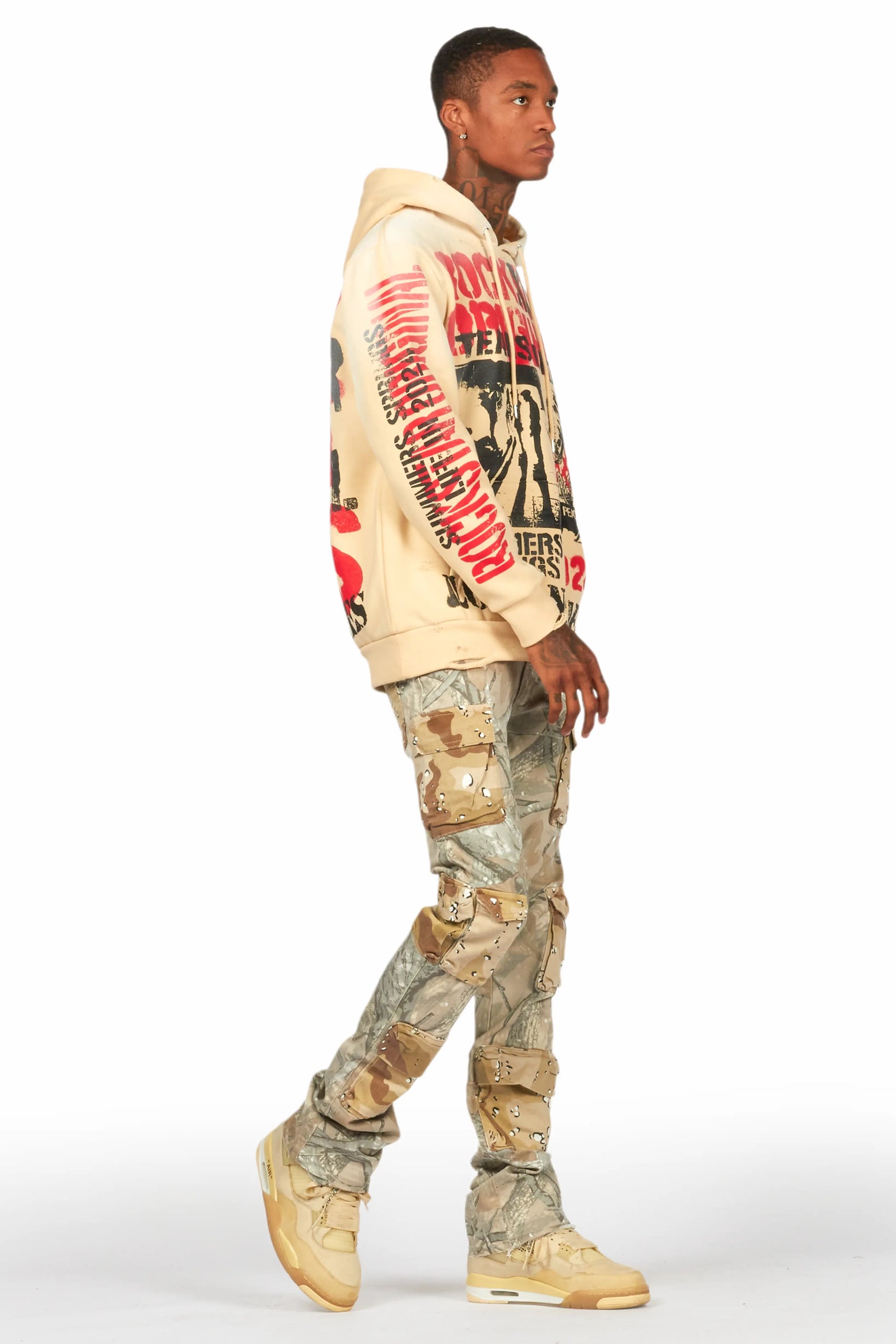 Yves Tree Camo Stacked Flare Cargo Jean