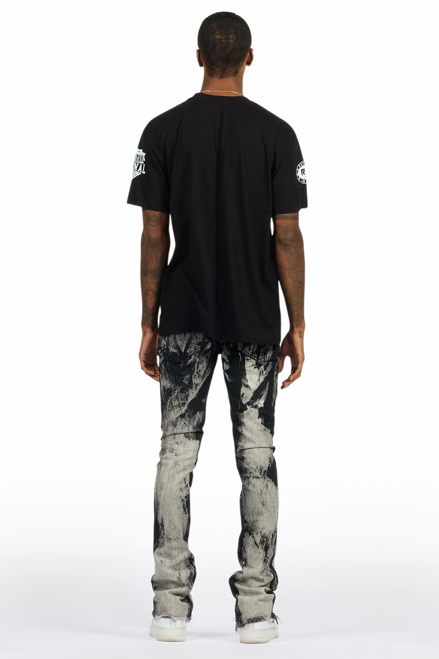 Amos Black T-Shirt/Stacked Flare Jean Bundle