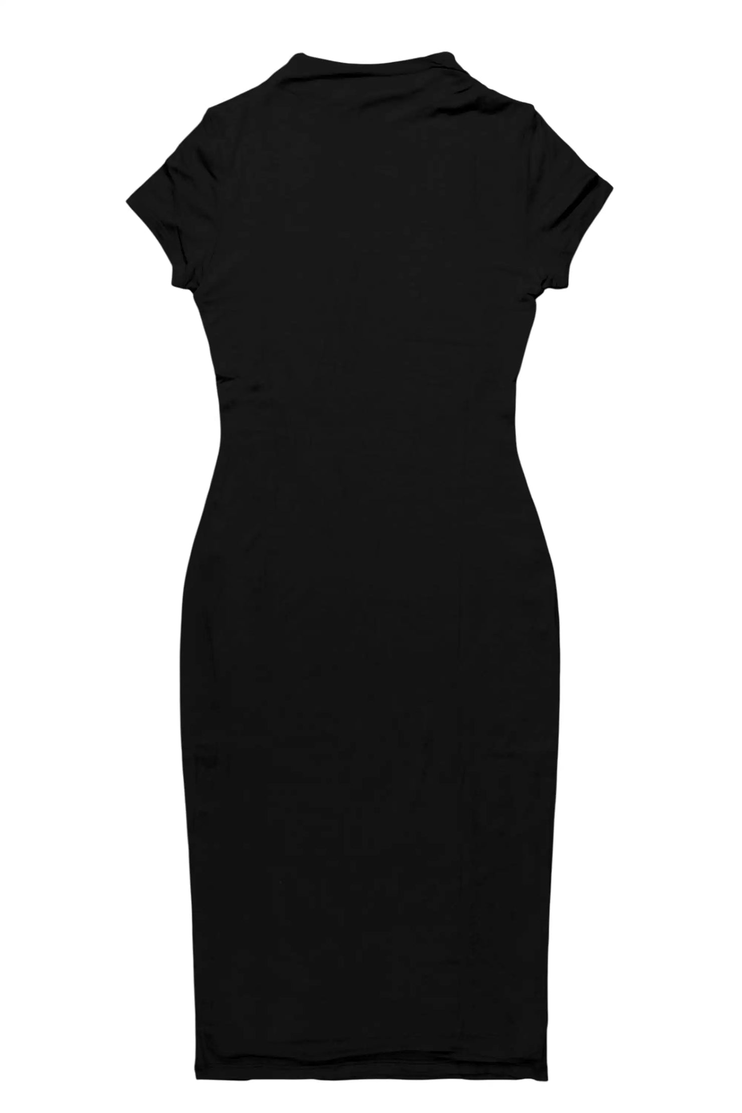 Sharaya Black Short Sleeve Midi Dress