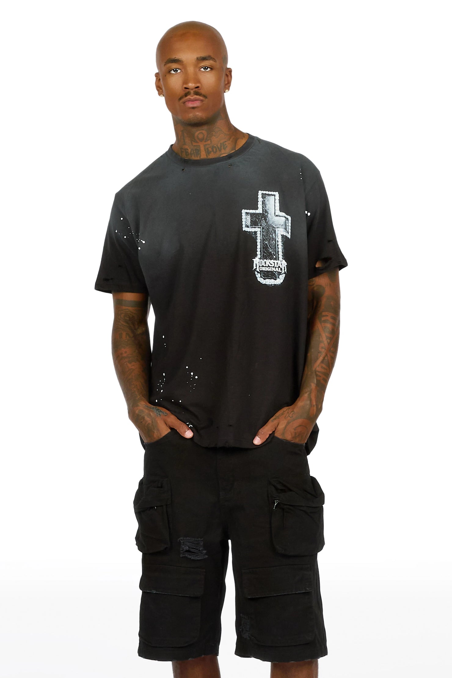Gato Black Oversized Graphic T-Shirt