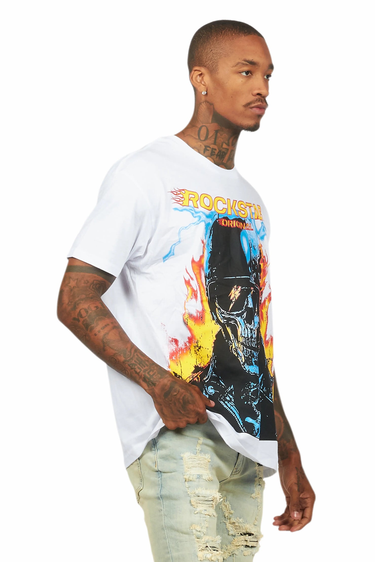 Balius White Oversized Graphic T-Shirt