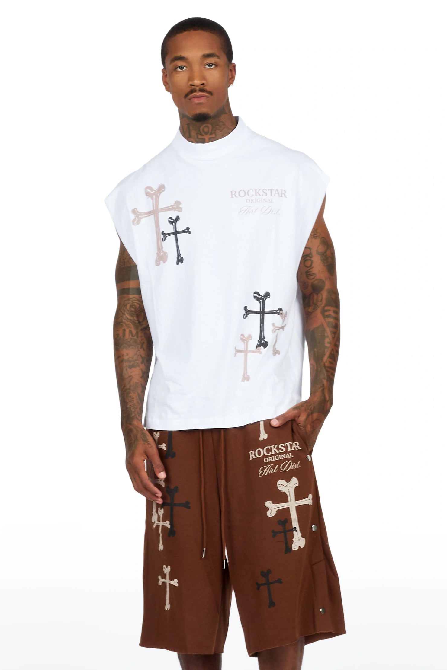 Roddy Brown Cut Sleeve T-Shirt/ Short Set
