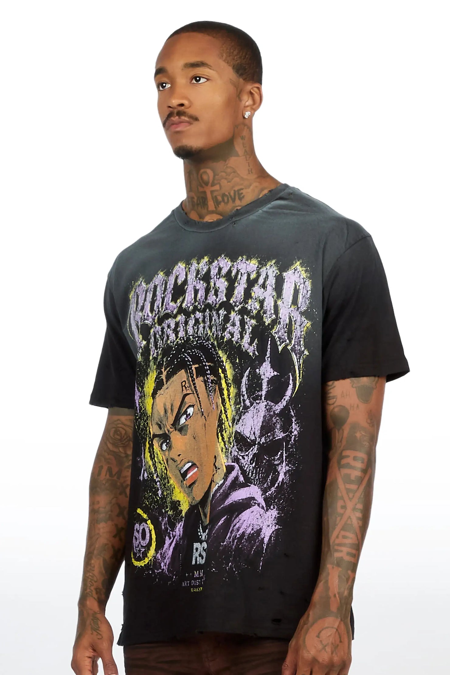 Torell Black Oversized Graphic T-Shirt