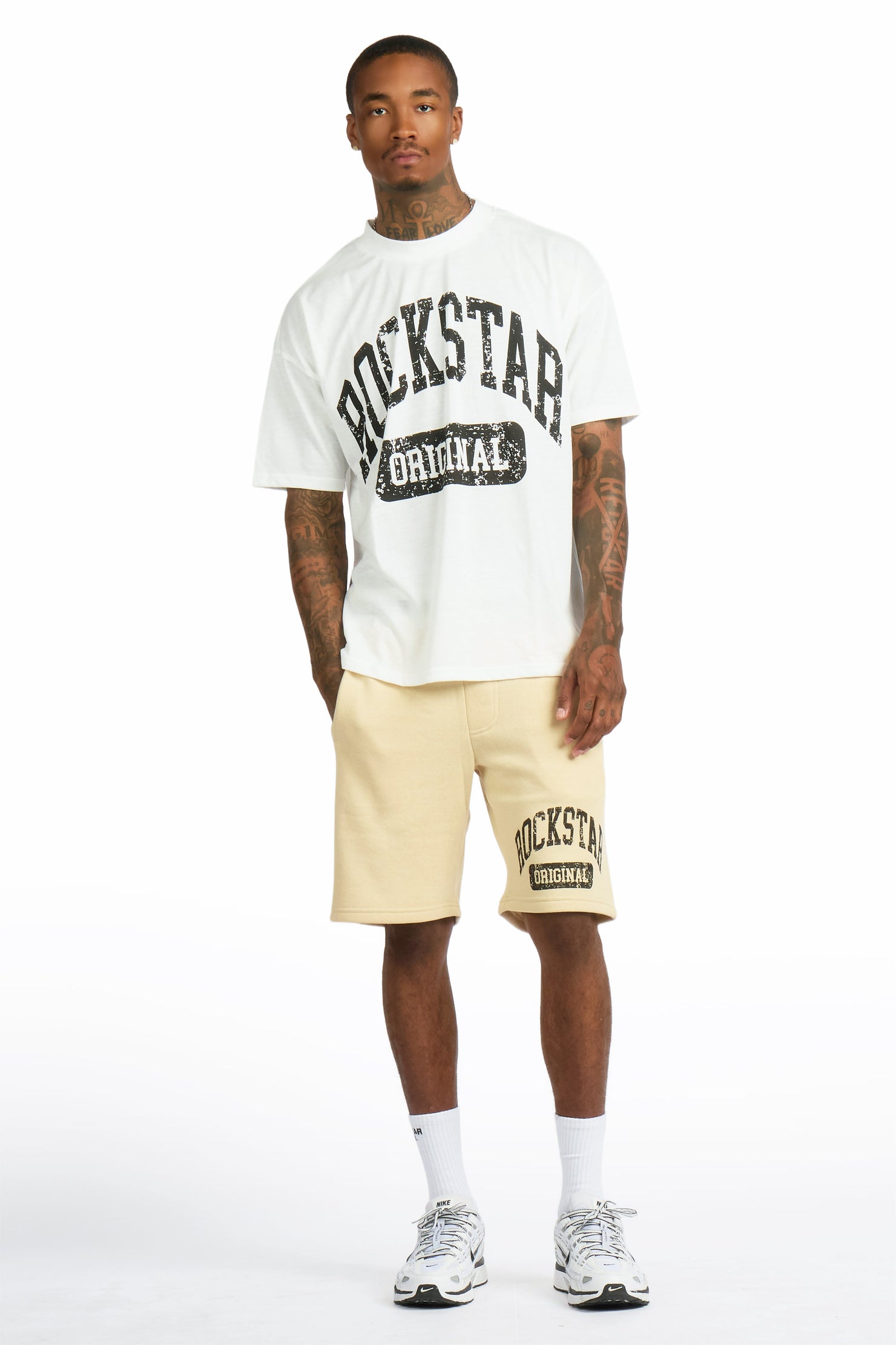 Zig White/Beige T-Shirt/Short Set