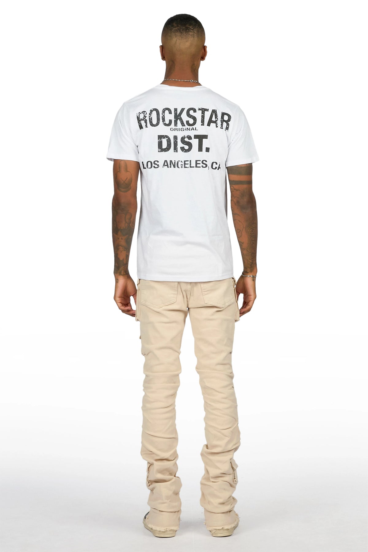 Gentry Beige Stacked Flare Jean