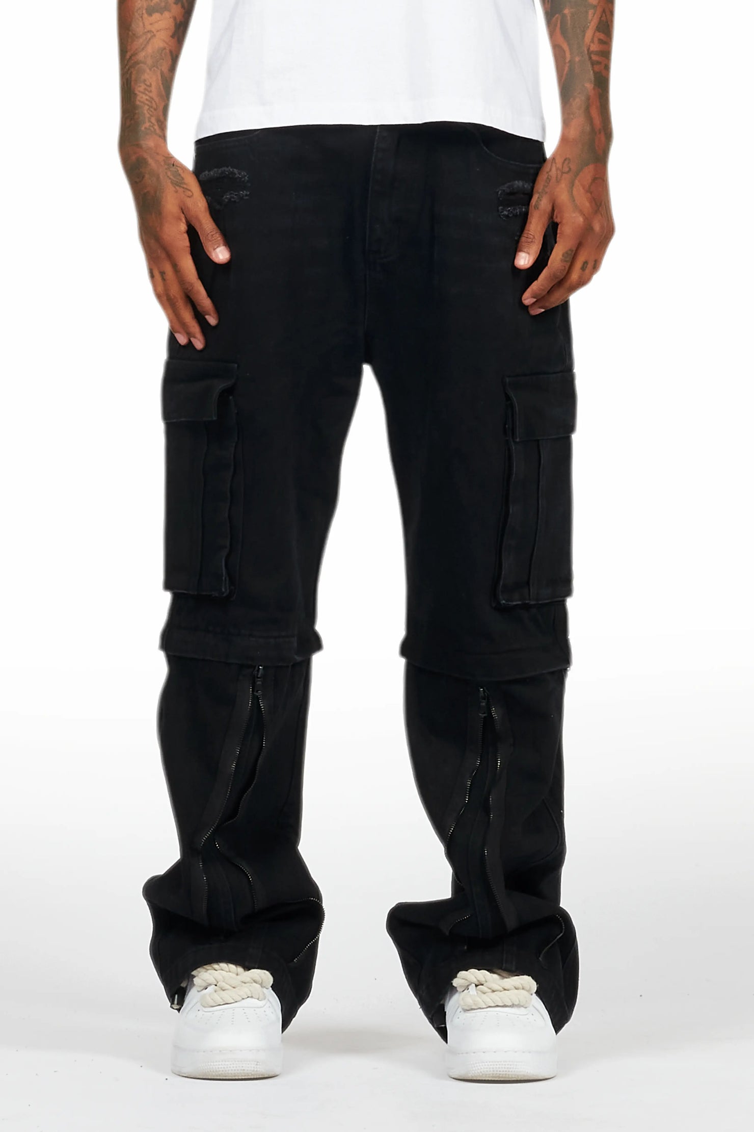 Rupert Black Baggy Fit Zip Off Jean