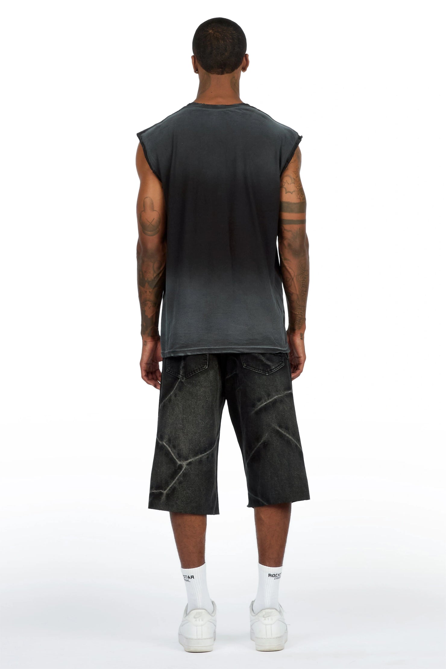 Kembi Black/ Dark Grey Oversized Graphic T-Shirt & Harlem Jean Short
