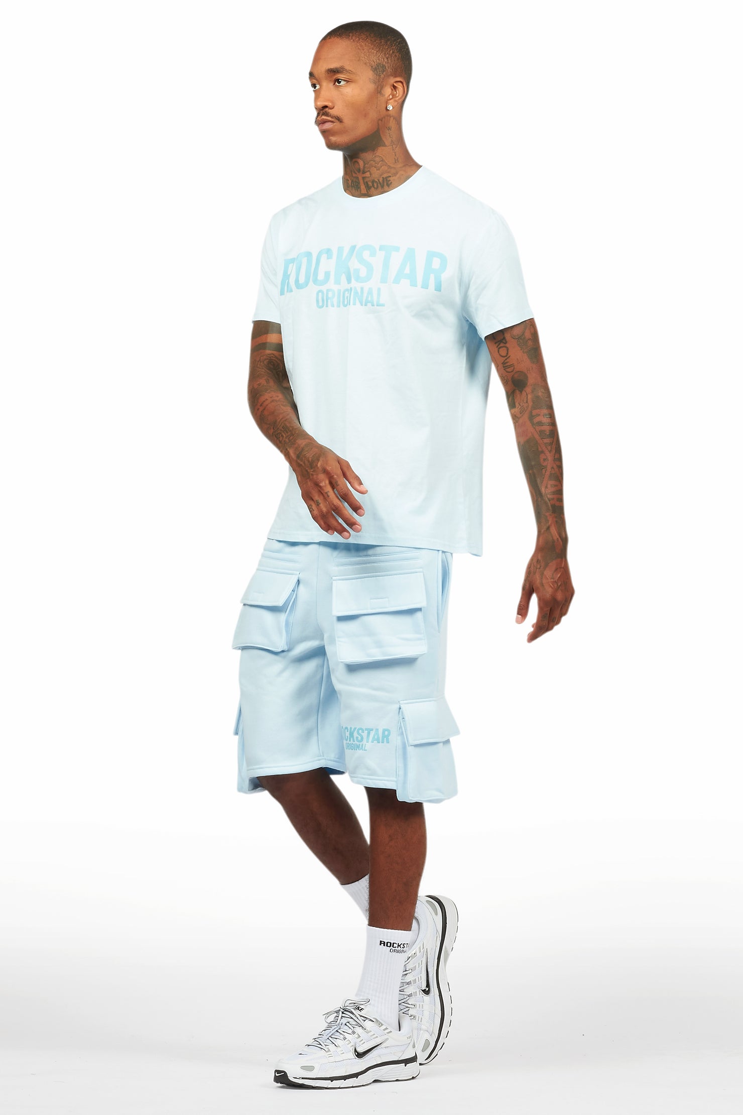 Sana Baby Blue/Blue T-Shirt Cargo Short Set