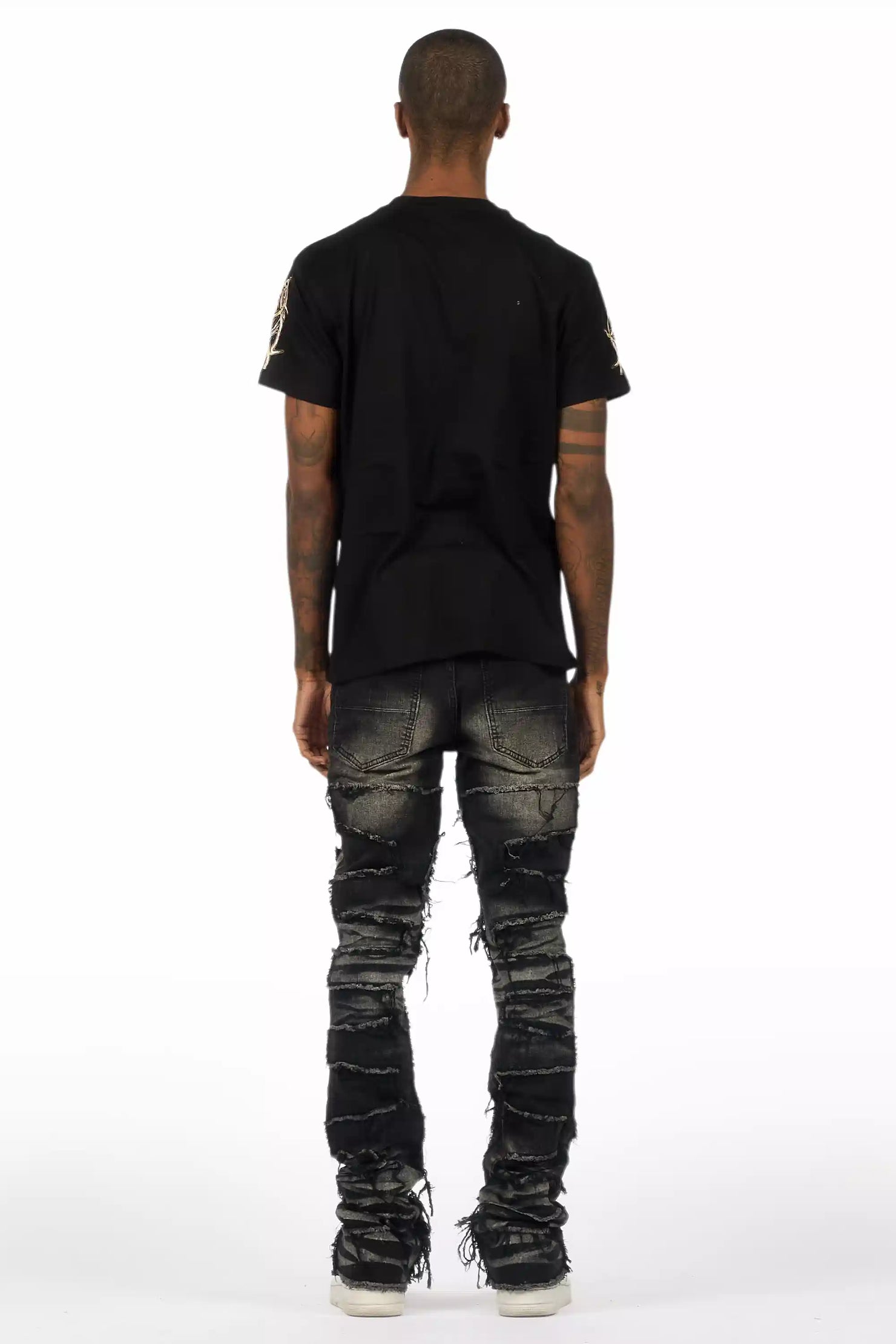 Waller Dark Grey Graphic T-Shirt/Stacked Flare Jean Bundle