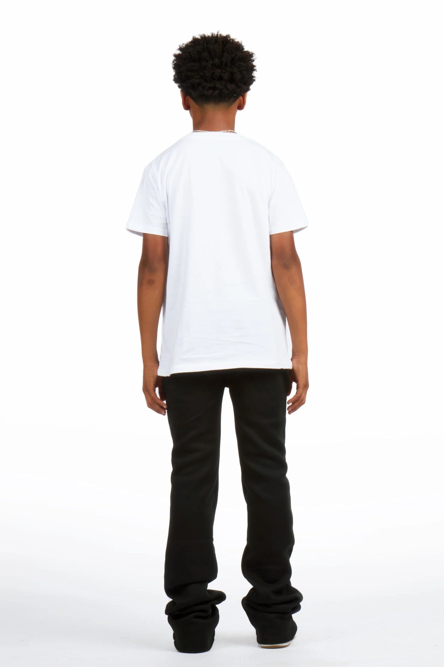Boys Anastesio Black Rhinestone Stacked Track Pant