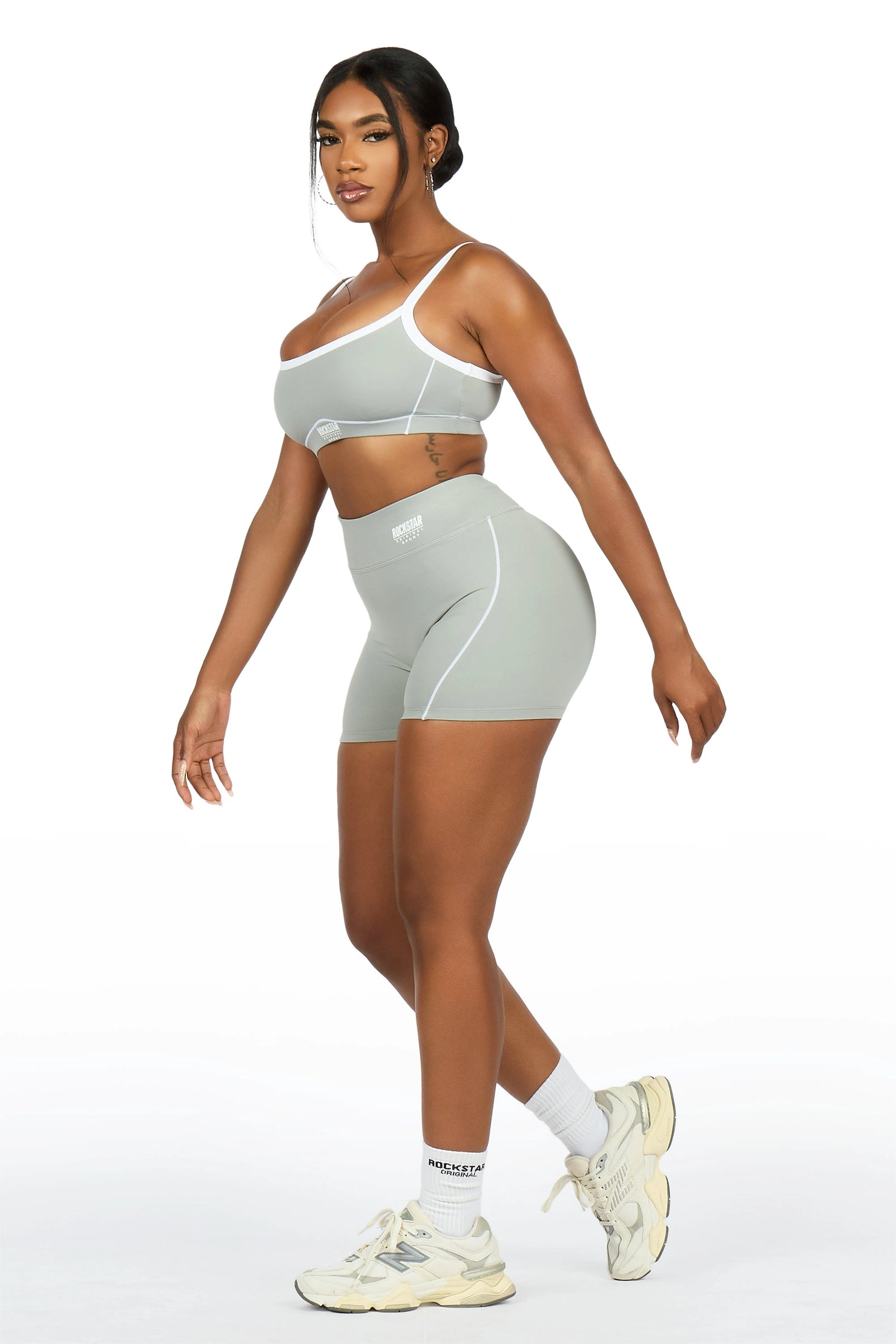 Afshana Grey Tank Active Bike Short Set