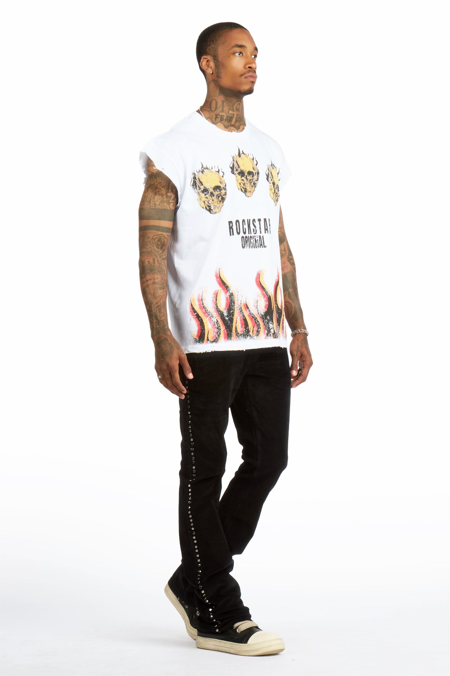 Vaile Jet Black Studded Stacked Flare Jean