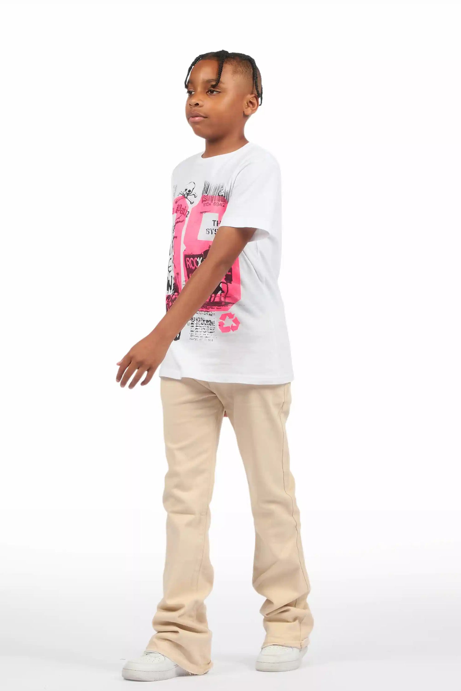 Boys Dag Beige Stacked Flare Jean