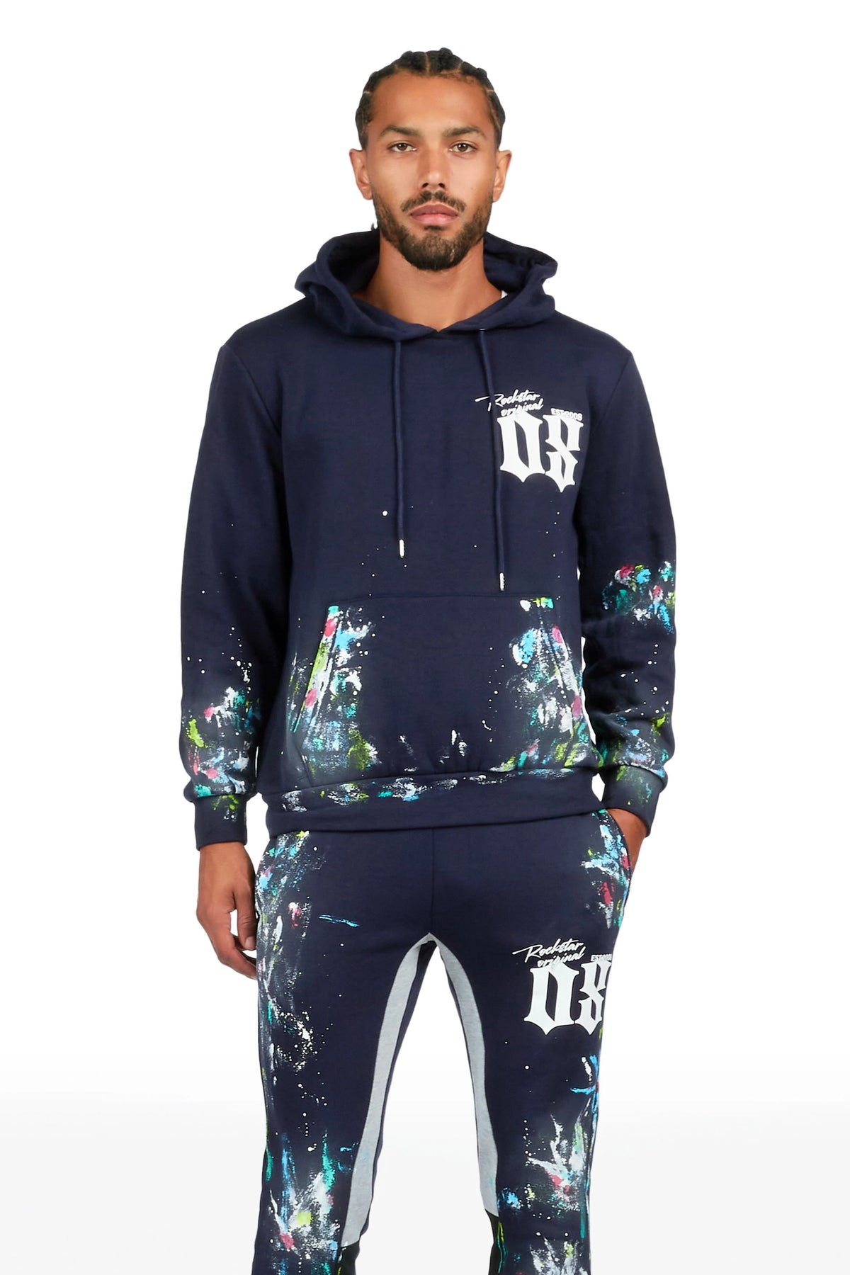 Garth Navy Hoodie/Stacked Flare Pant Track Set