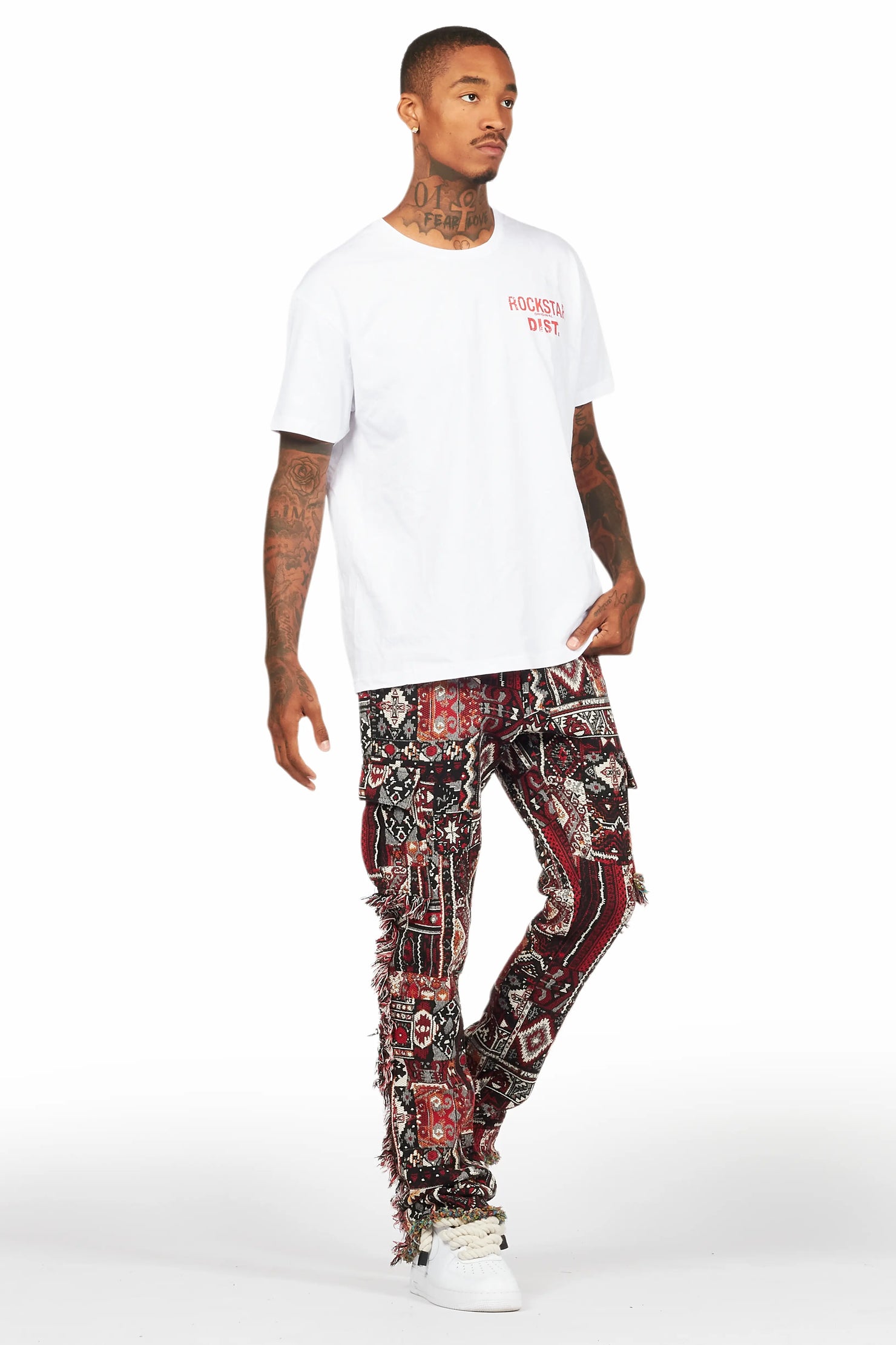 Ayami Black/Multi Slim Tapestry Flare Jean