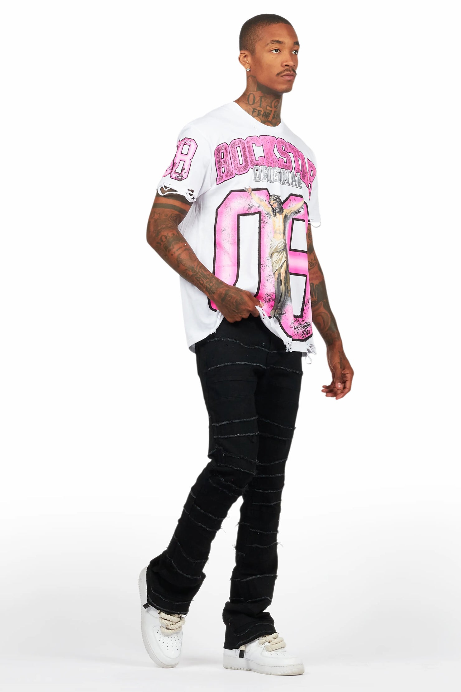 Franko Jet Black Stacked Flare Jean