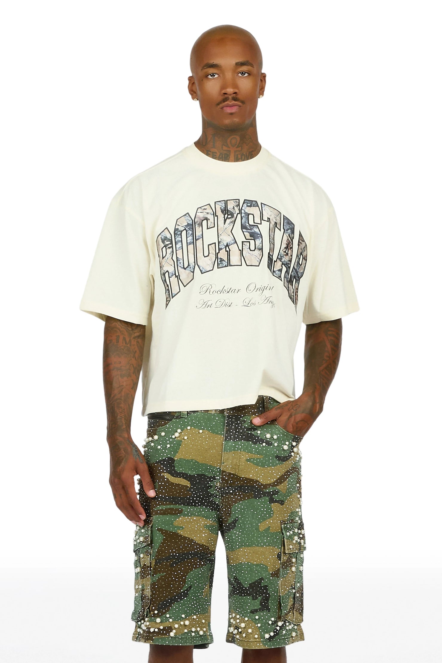 Alas Beige Boxy Crop Tee
