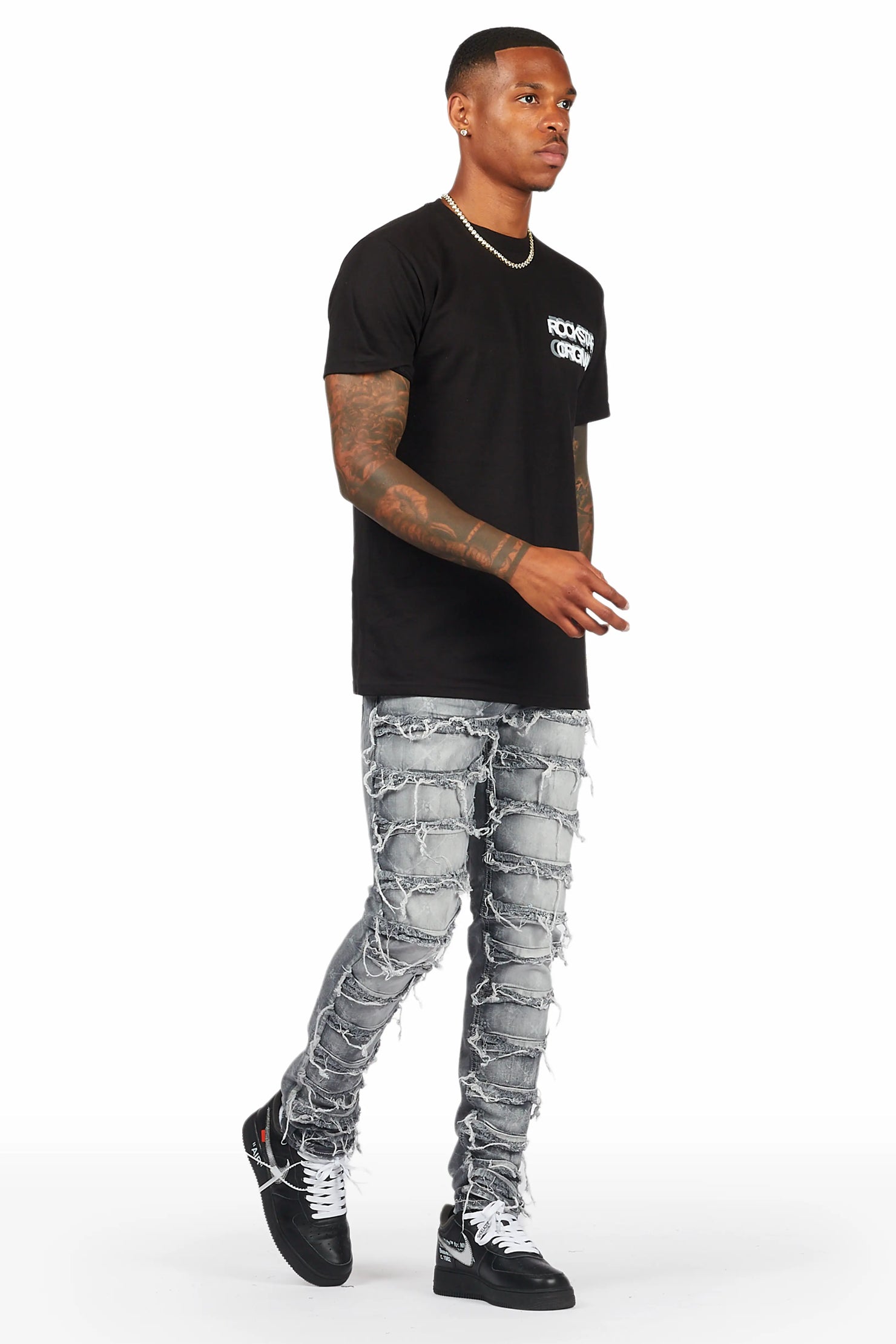 Pasha Grey Slim Fit Frayed Jean