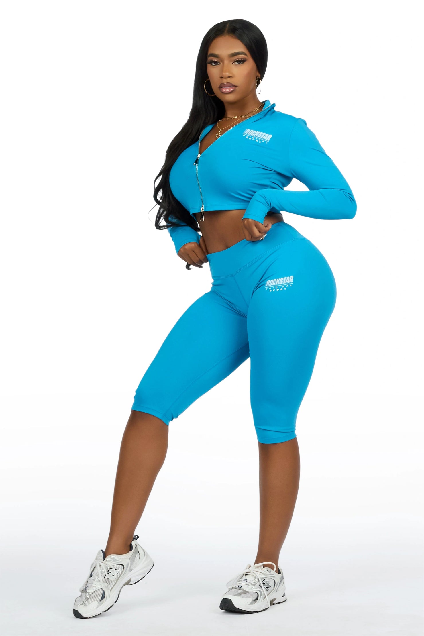 Annalisha Blue Capri Active Set