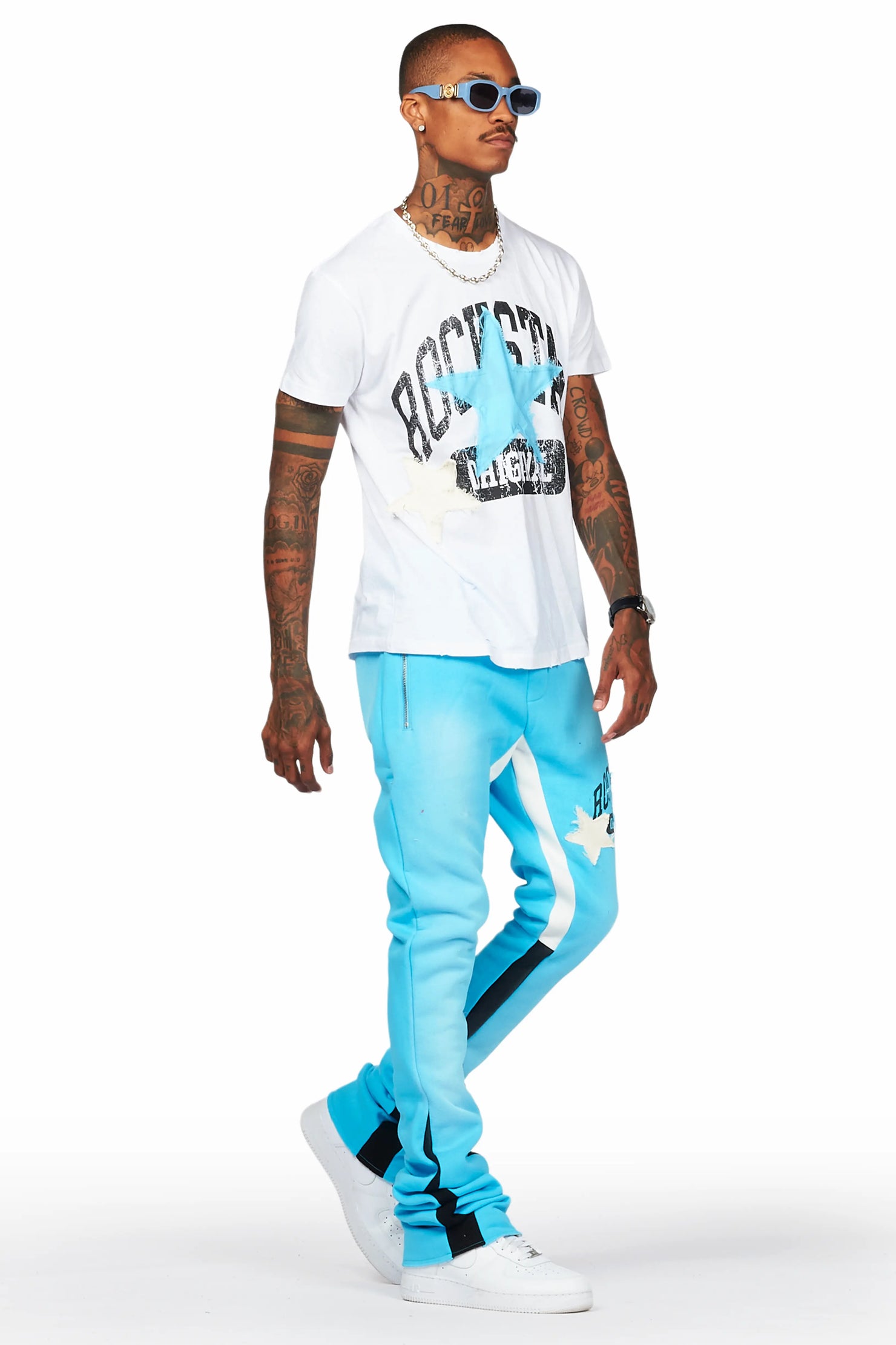 Mallor White/Blue T-Shirt/Super Stacked Track Set