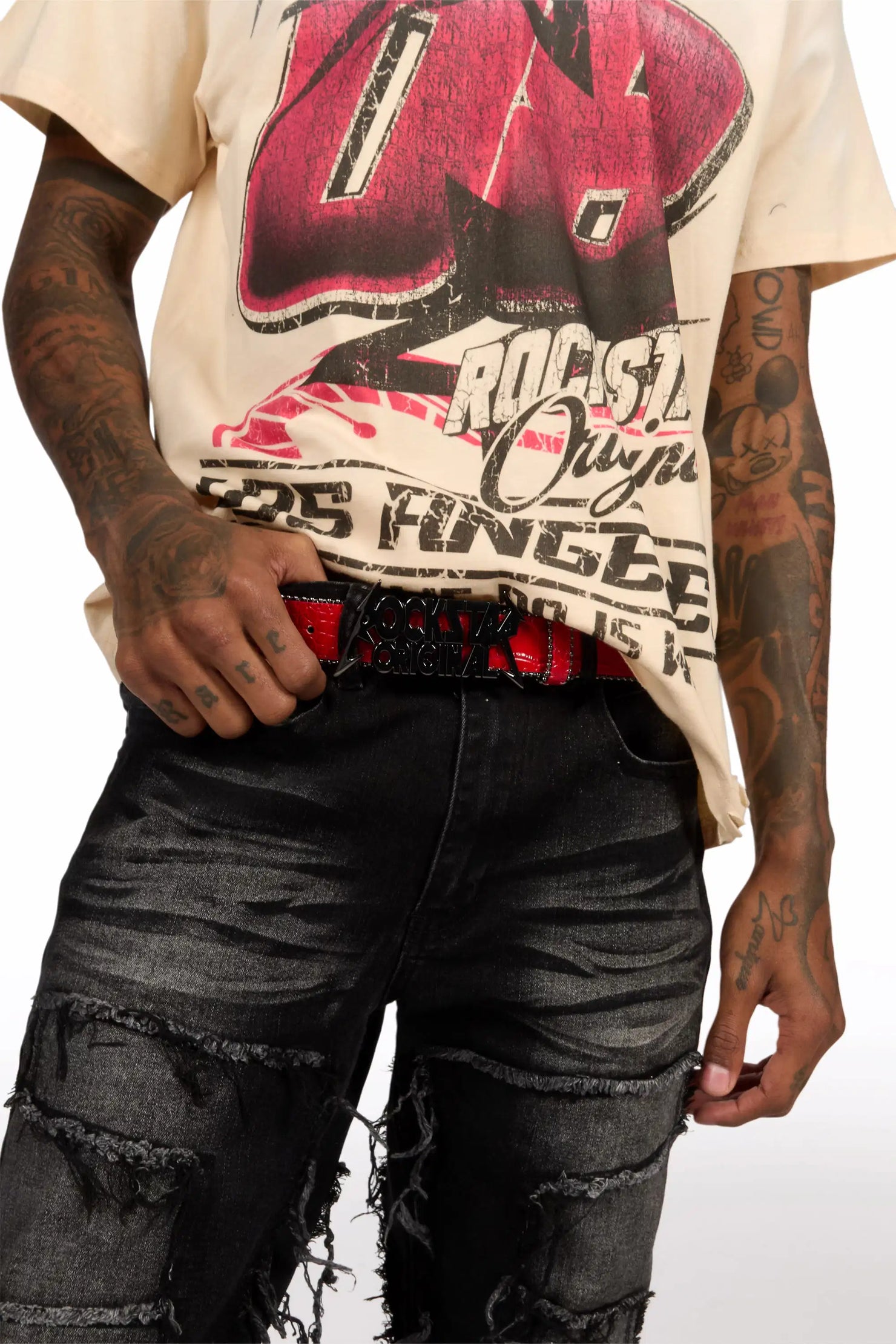 Kastell Sand Oversized Distressed Graphic T-Shirt