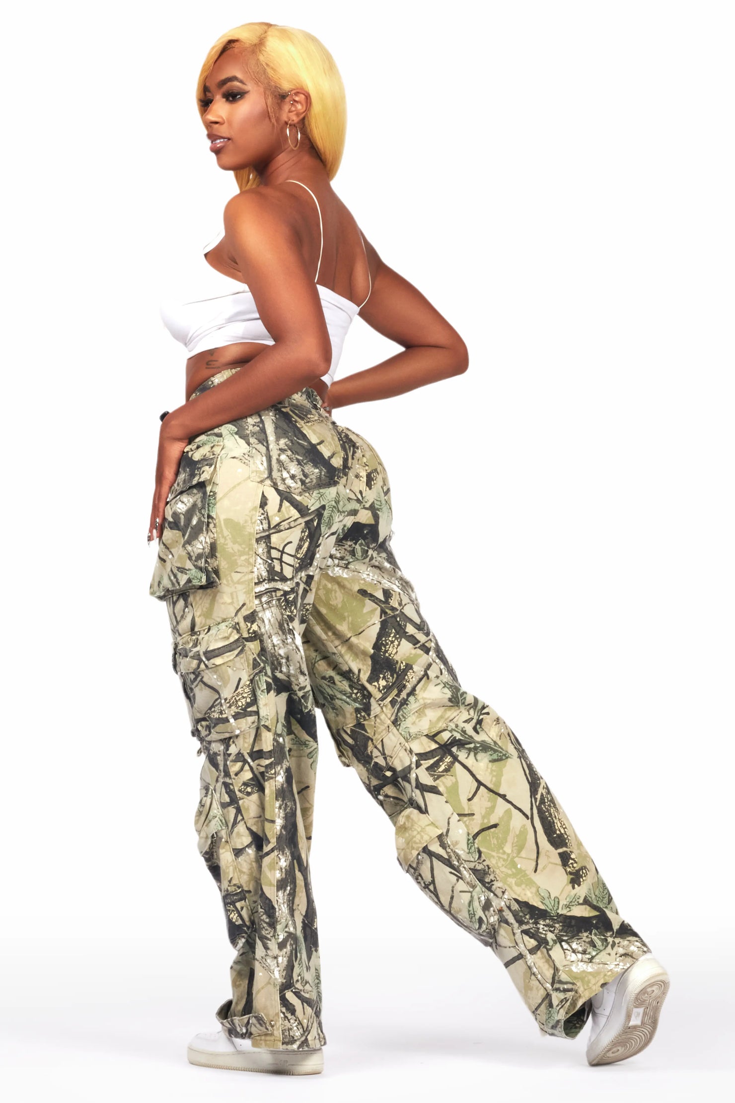 Nakia Tree Camo Cargo Wide Leg Jean