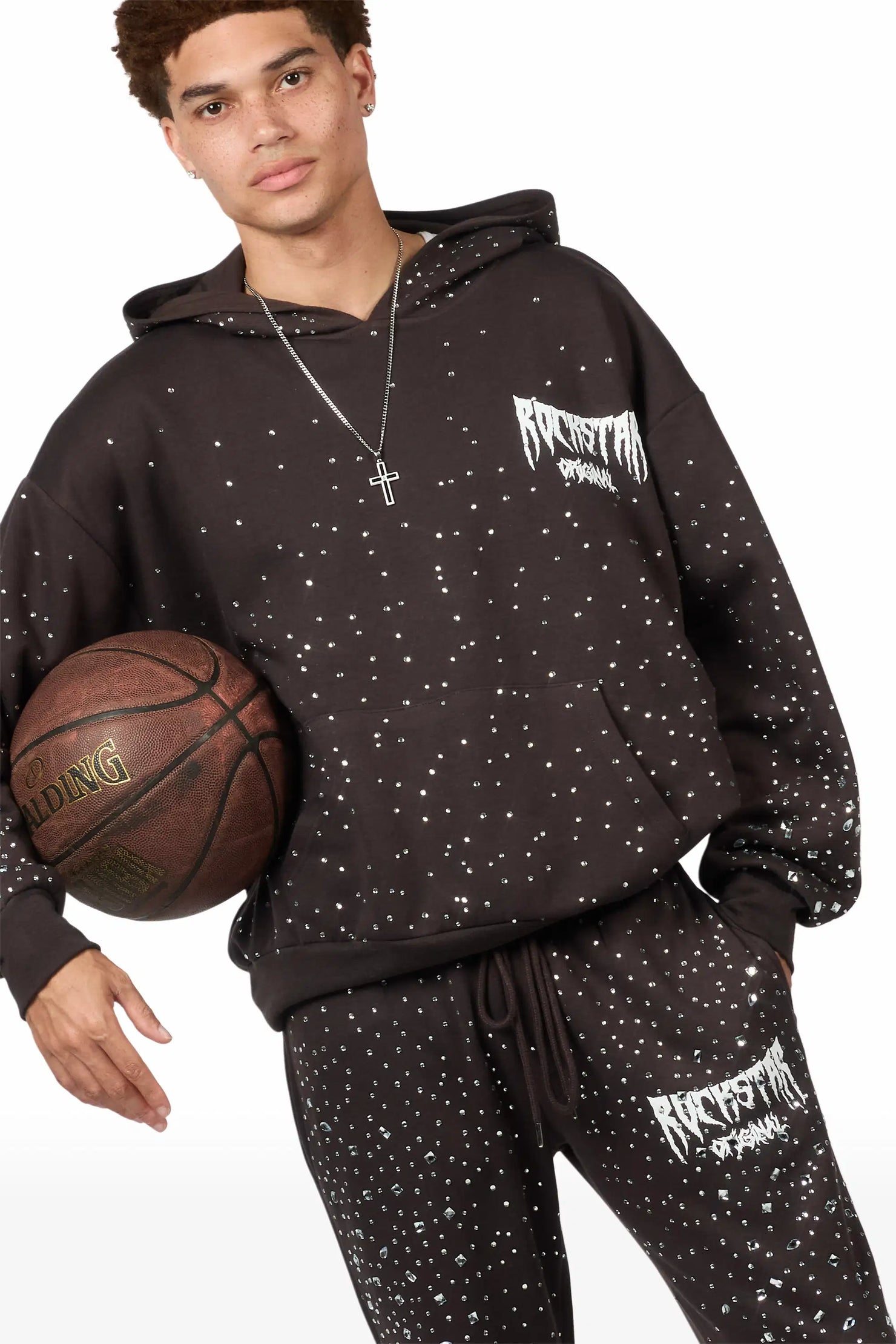 Twinkle Iron/Clear Rhinestone Hoodie Relaxed Track Set