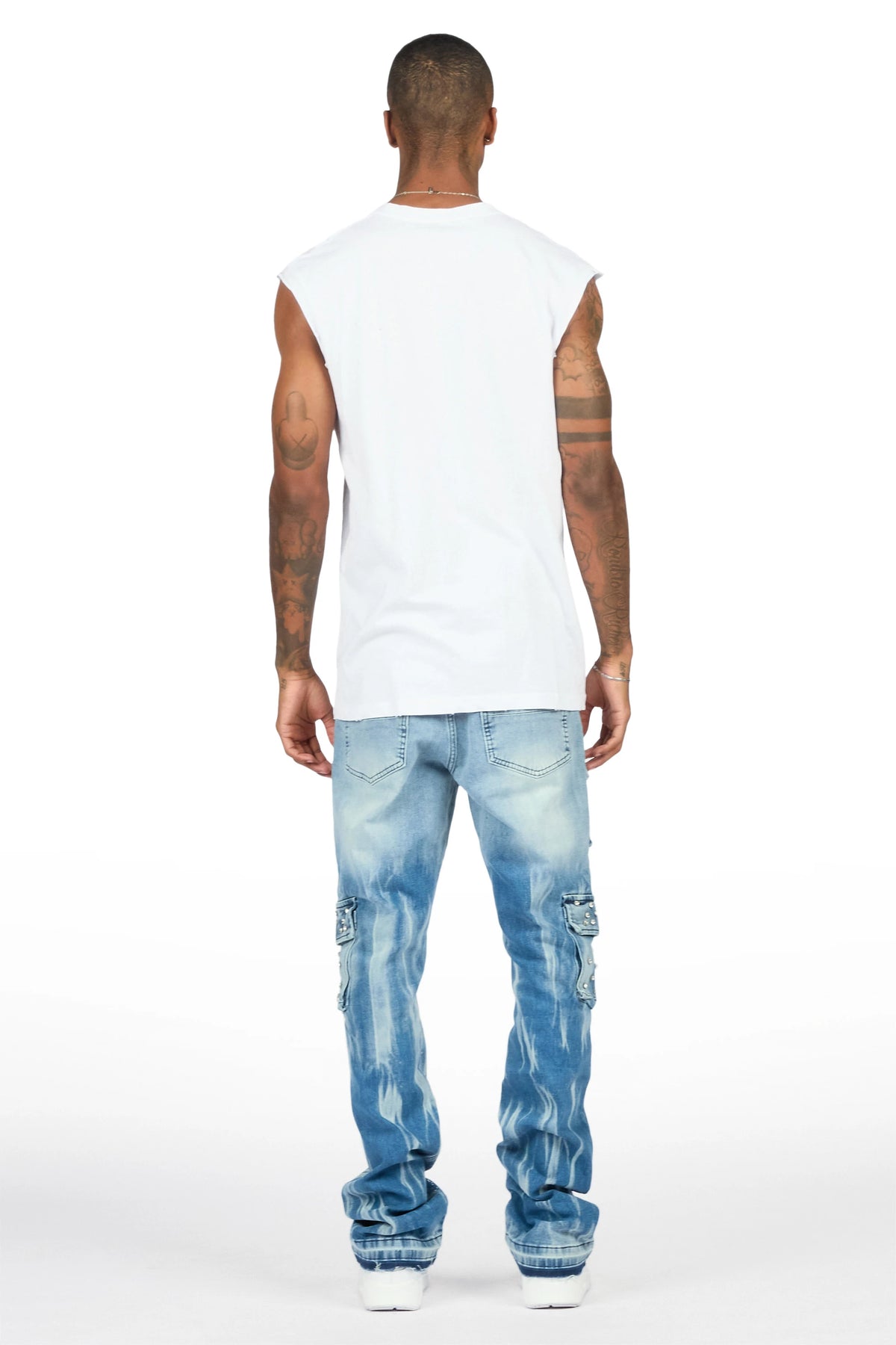 Arman Blue Rhinestone Stacked Fit Jean