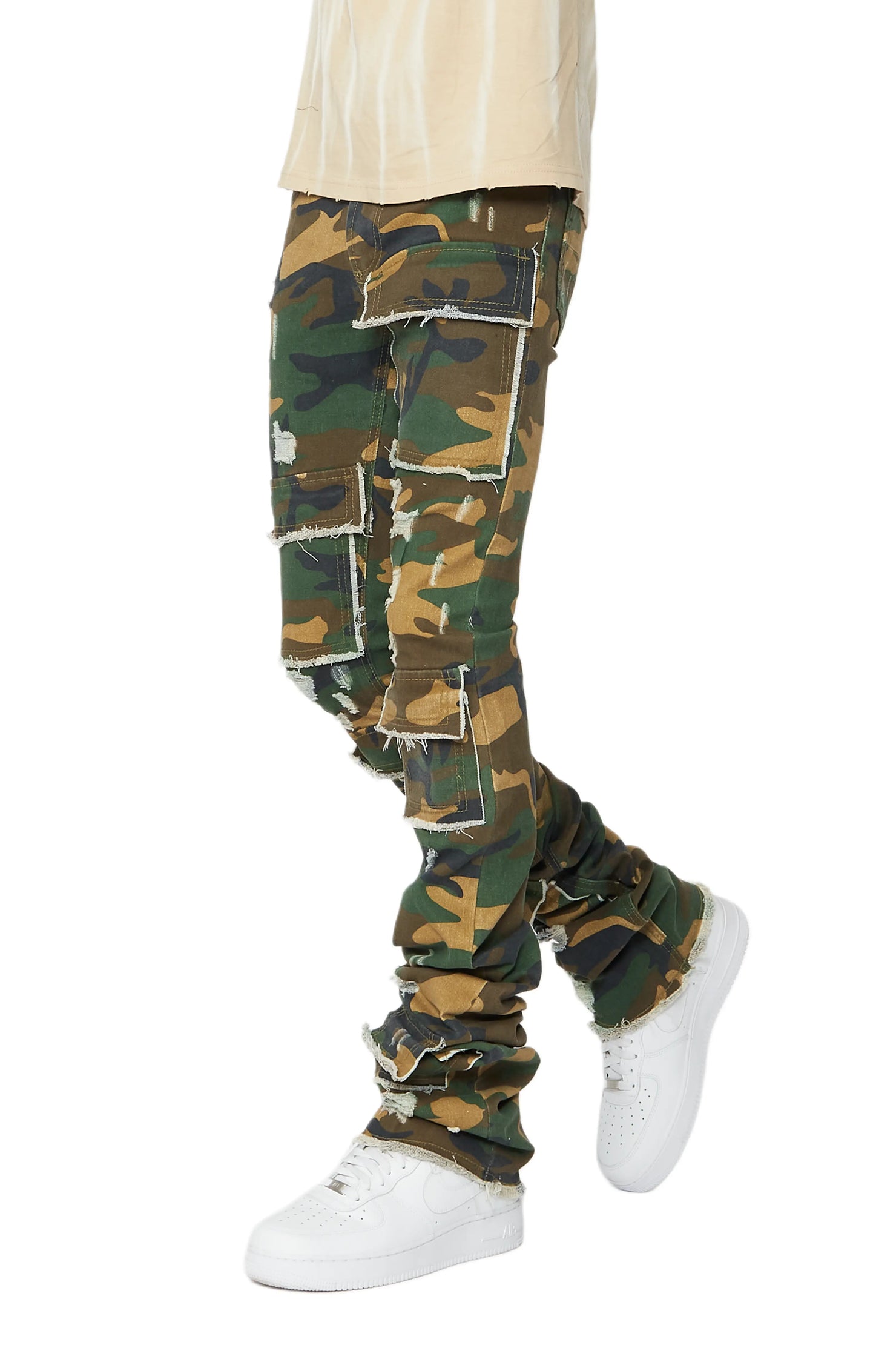 Petrus Camo Super Stacked Flare Jean